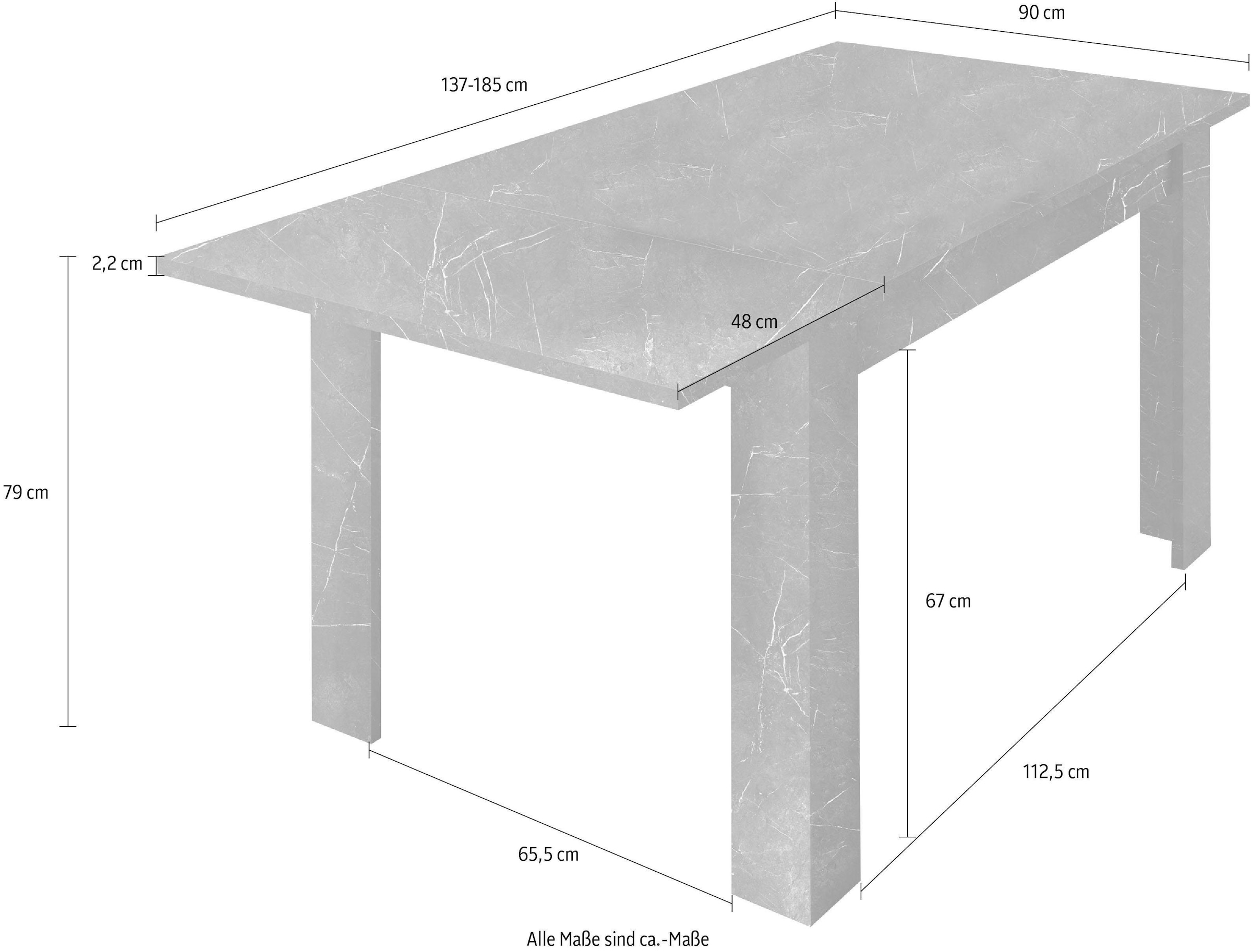 Esstisch »Carrara«, cm, 137-185 Breite Ansteckplatte inkl. kaufen LC jetzt