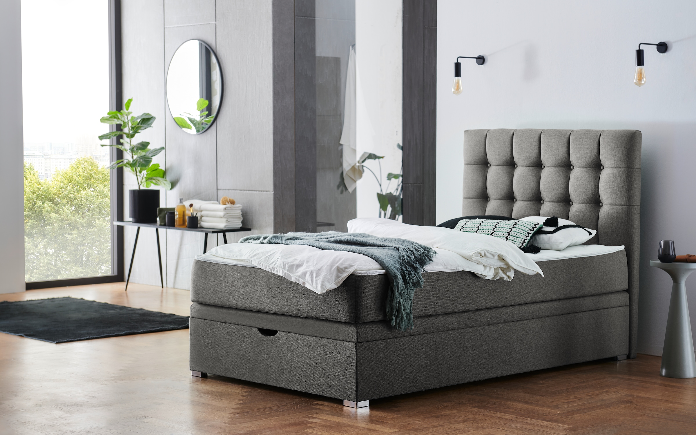 ATLANTIC home collection Boxbett »Riona, erweiterbar zu Doppel- und Familienbett«, wahlweise mit 120x200cm Taschen-Federkernmatratze oder ohne Matratze