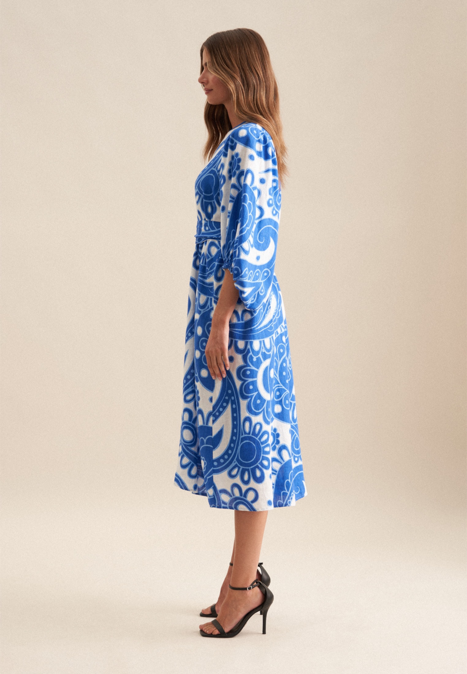 seidensticker Sommerkleid »Schwarze Rose« 3/4 V-Neck Paisley