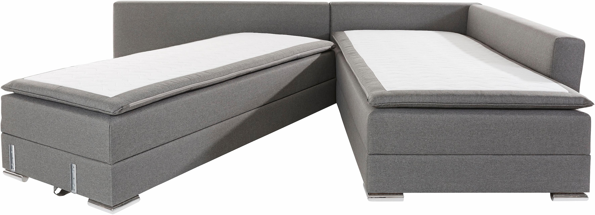INOSIGN Ecksofa »Boxspringbett Night & Day L-Form mit Dauer-Schlaffunktion mit Armlehne«, mit Boxspring-Bettfunktion 180x200 cm und Bettkasten, Dauerschläfer!