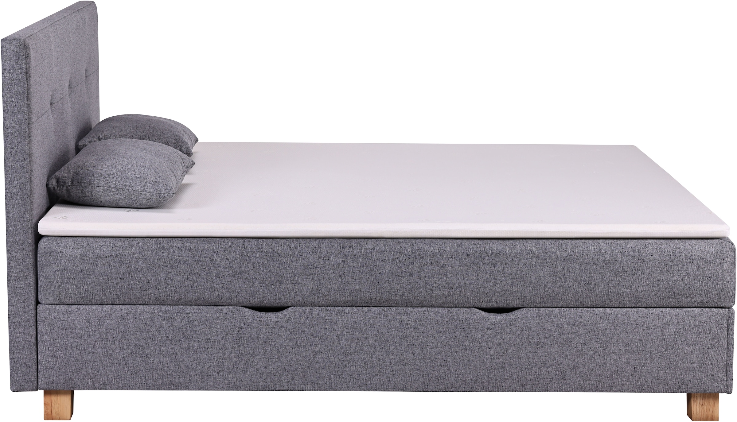 Home affaire Boxbett »Oyré inkl. Bettkasten, erhältlich in der Grösse 180x200cm« mit Holzfüsse in eichefarben