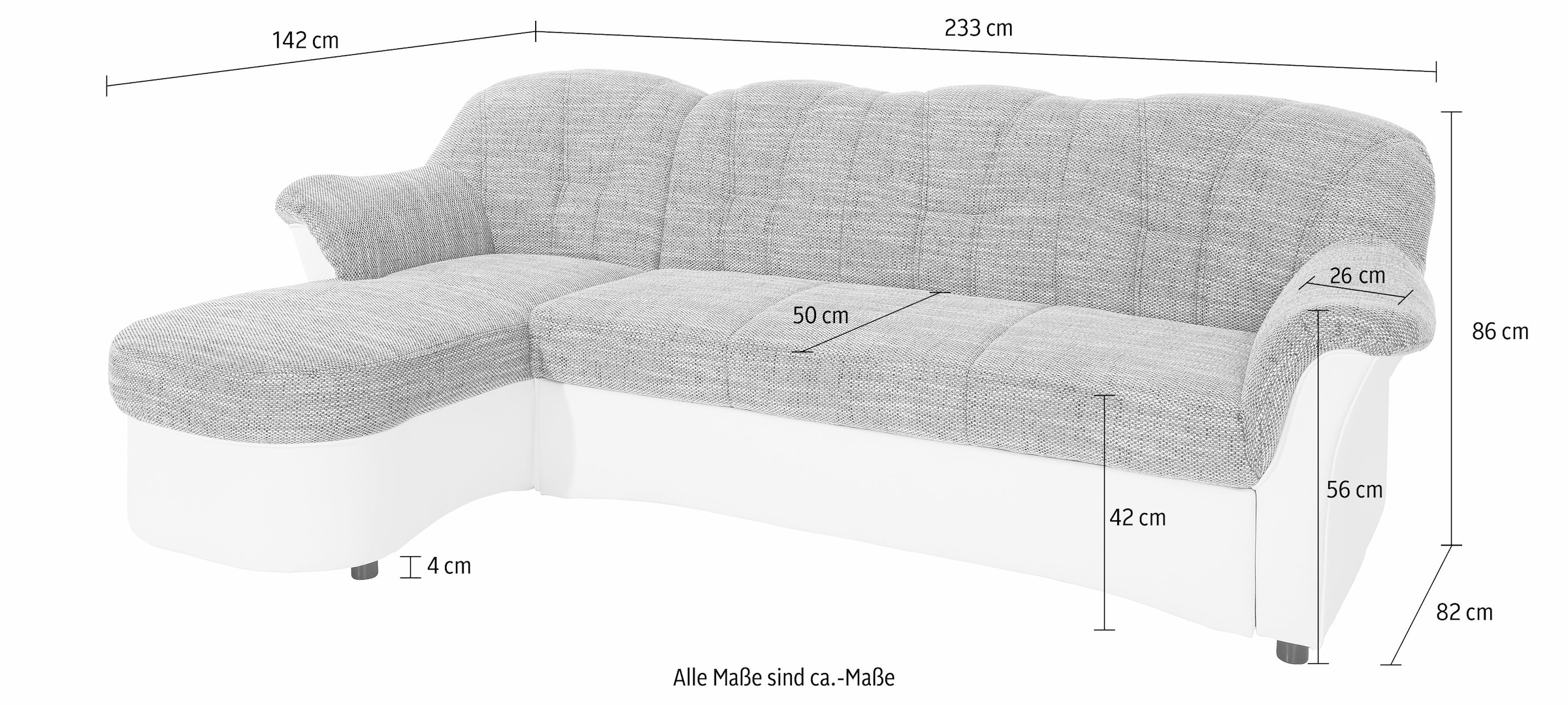 DOMO collection Ecksofa »Flores Schlafsofa, B/T/H:  233/142/86 cm, L-Form« wahlweise mit Bettfunktion, wahlweise mit Federkern, auch in Leder