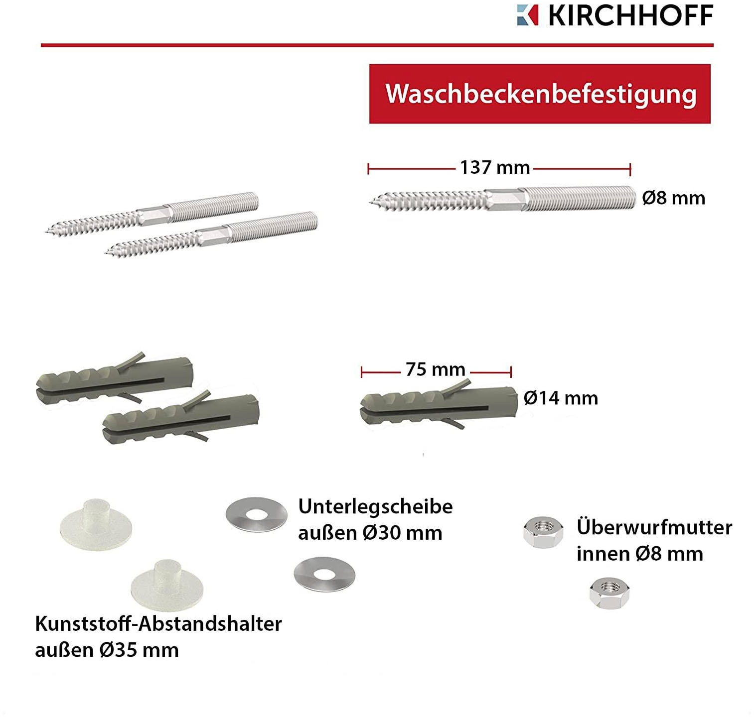 Kirchhoff Siphon, (Set), Ablaufgarnitur für Waschtisch inkl. Eckventil 1/2" Befestigung