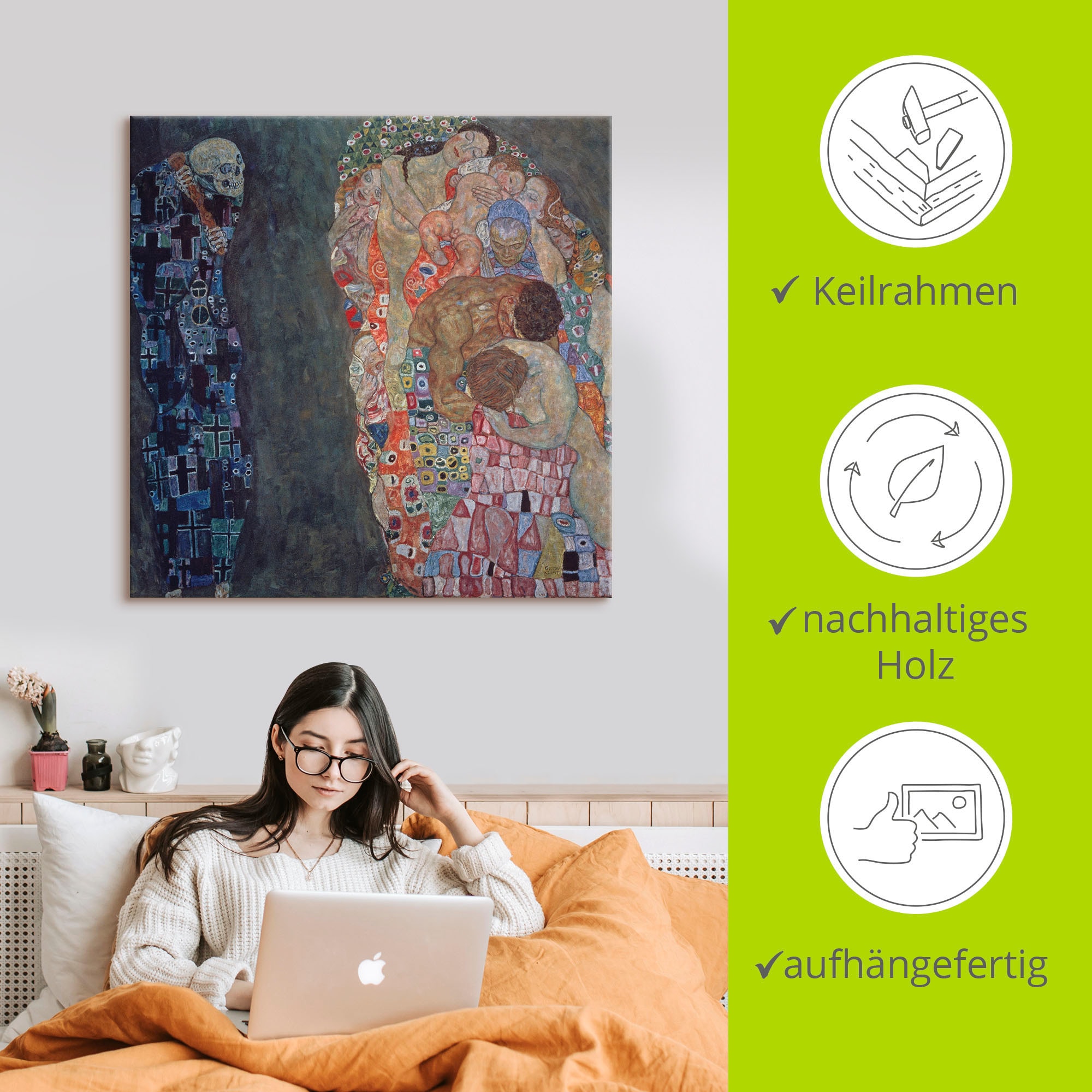 Artland Tableau sur toile »Tod und Leben. Vollendet 1916.« 1 cuis tlg. auf Holzrahmen gespannt