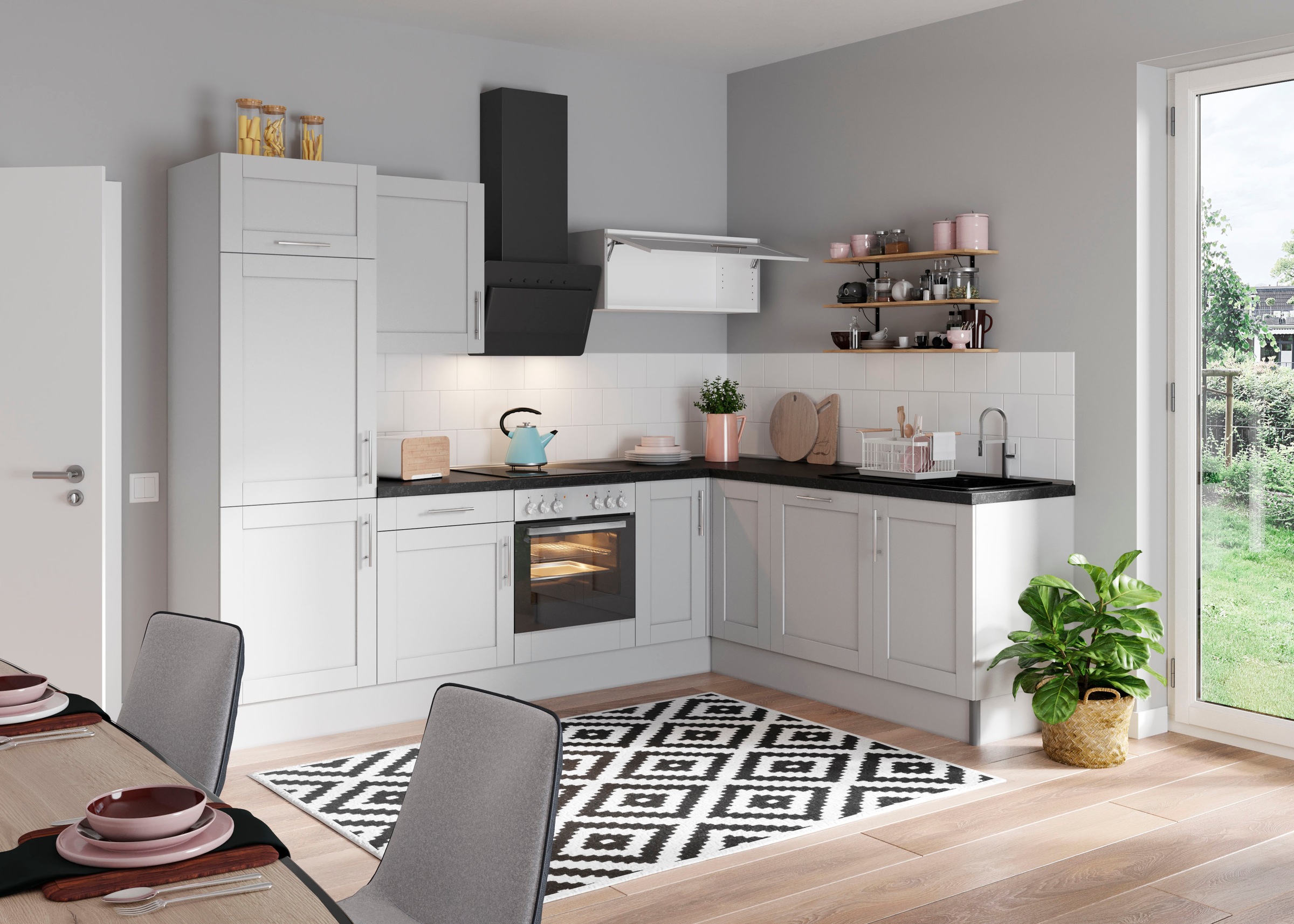 OPTIFIT Küche "Ahus" 200 x 270 cm breit, wahlweise mit E-Geräten, Soft Close Funktion