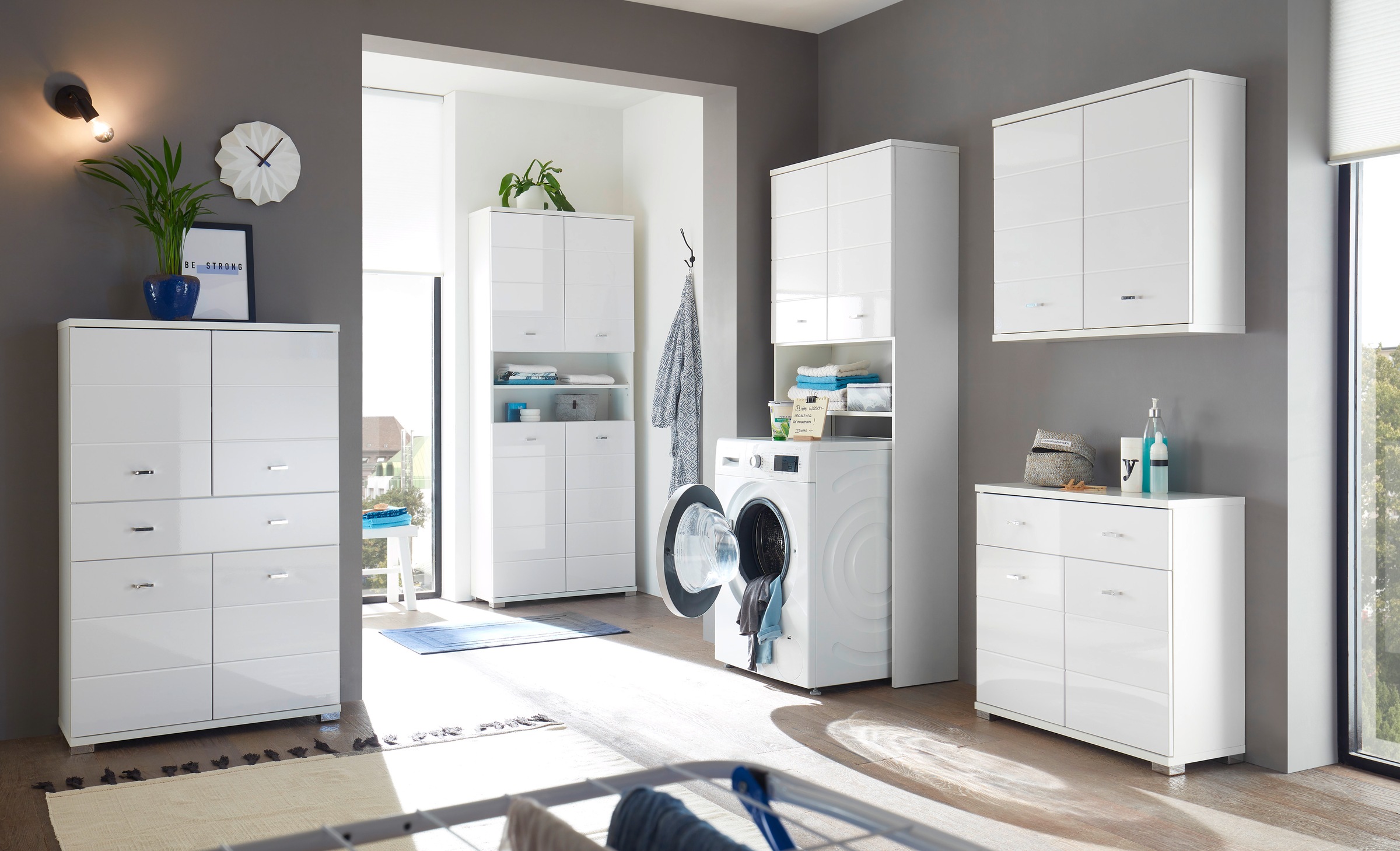 BASIC by Balculina Armoire intermédiaire »Pool, Badezimmerschrank BxHxT 76x73x31« 1 cuis tlg. largeur 76 cm, porte montable à gauche/droite