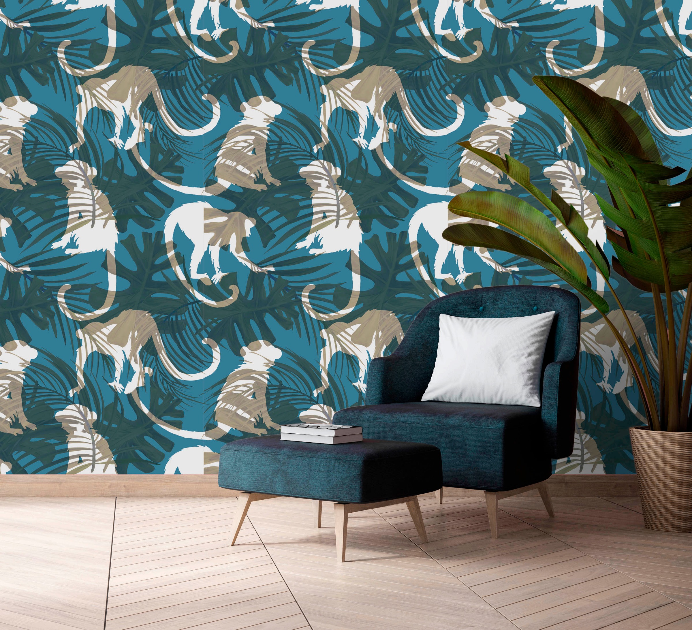 queence Vinyltapete »Ino« Motiv | bedruckt | botanisch | floral | gemustert | natürlich glatt 90x250cm, selbstklebend, kinderleichte Anbringung, , Sticker