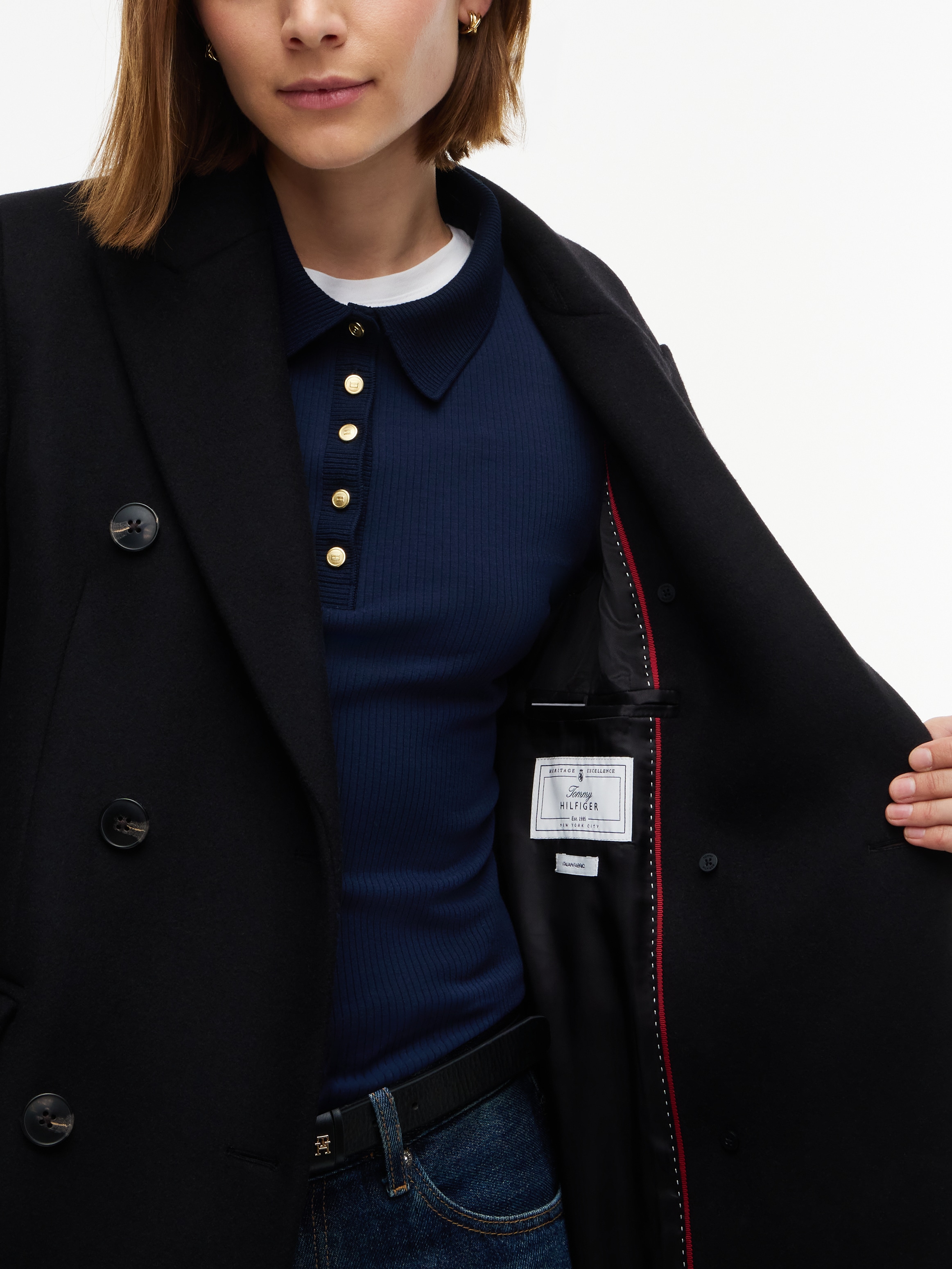 Tommy Hilfiger Manteau long »WOOL CLASSIC DB LONG COAT« mélange de matériaux, avec laine