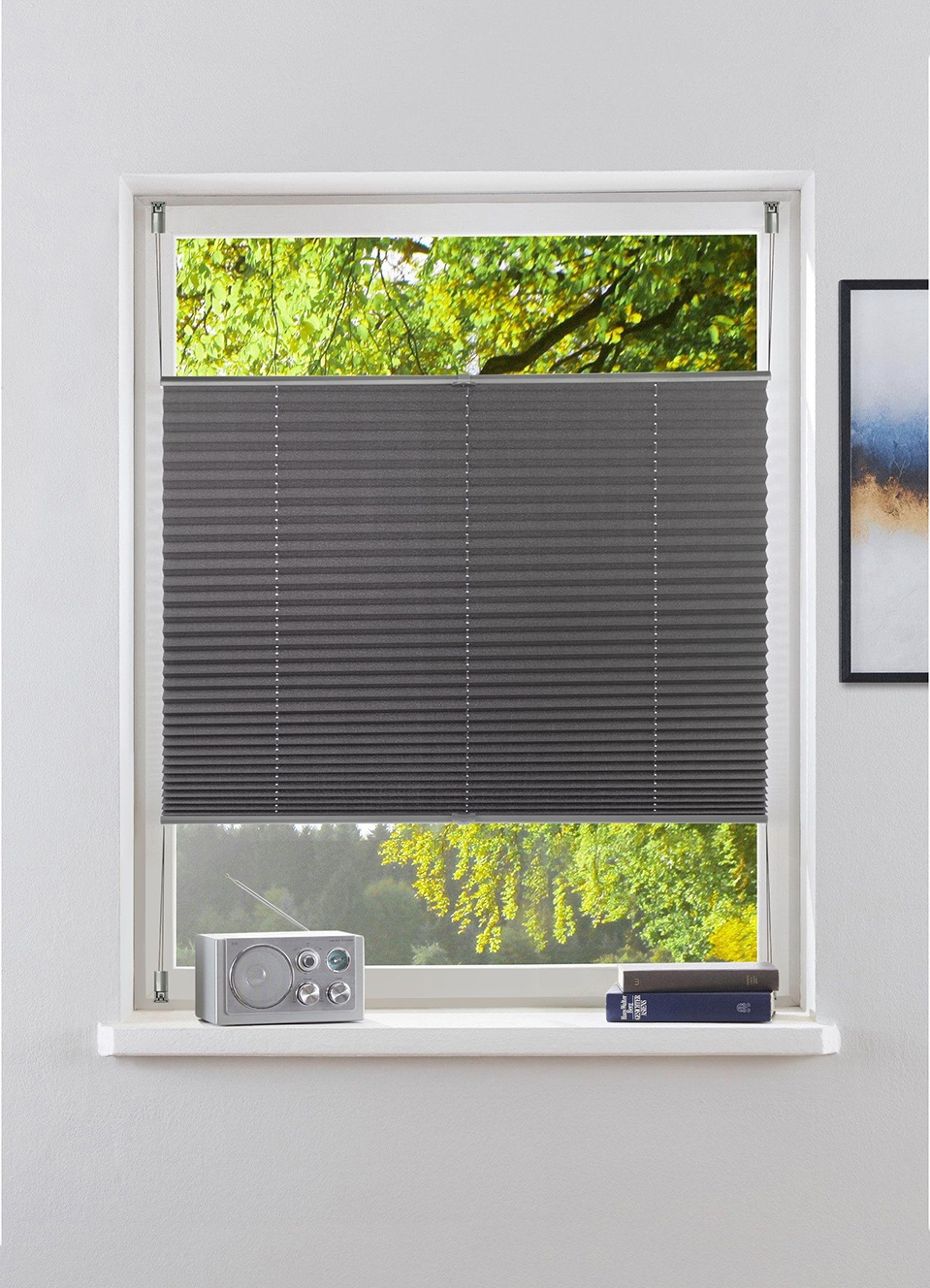 Image of GOODproduct Plissee "LAHOLM UNI, ohne Bohren, Lichtschutz" Lichtschutz ohne Bohren verspannt Fixmass, Klemmträger in Unifarben passend zum Plissee -NEUHEIT