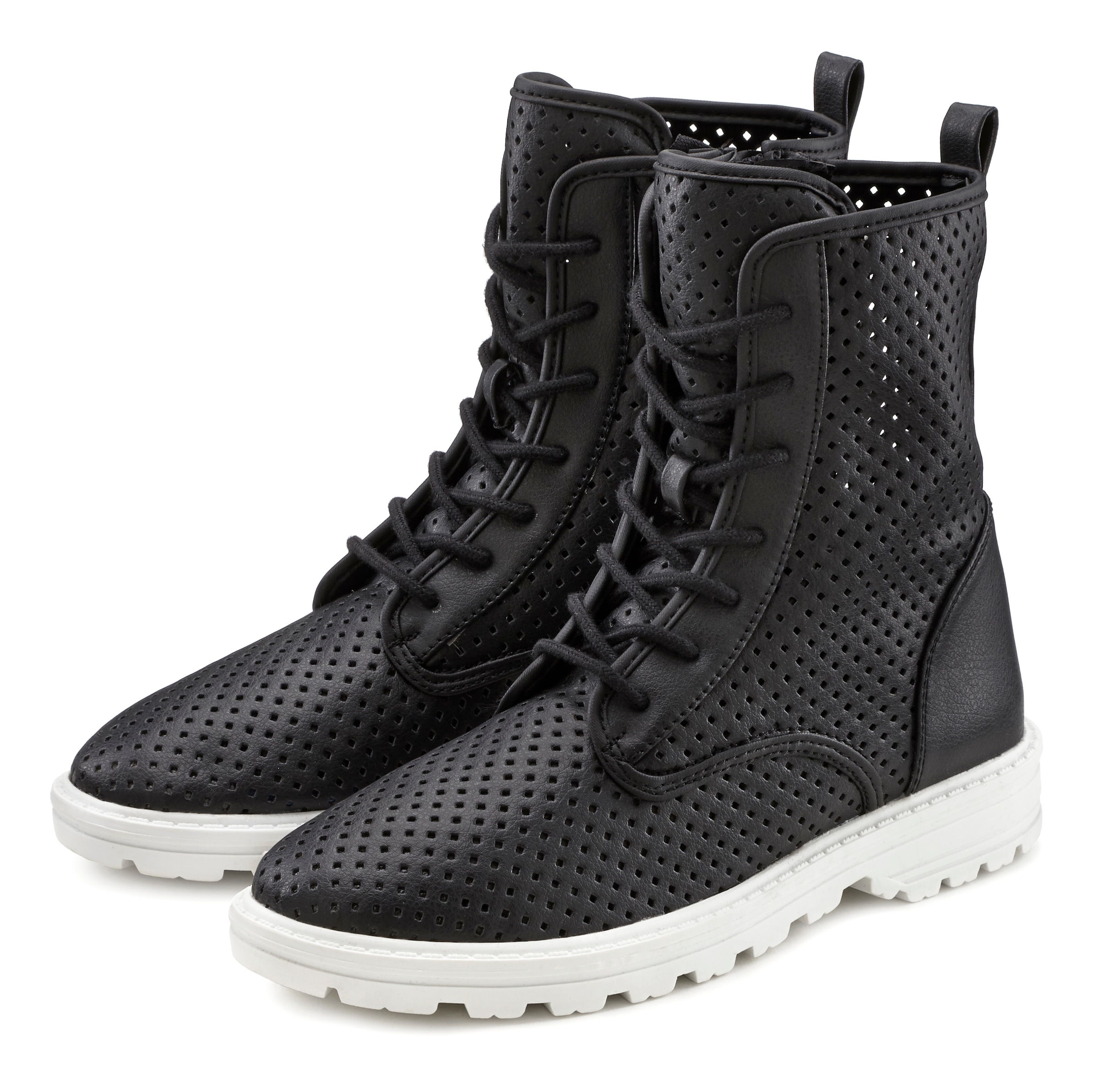 Image of LASCANA Stiefelette "Stiefel, Boots, High-Top-Sneaker," zum Schnüren mit modischen Cut-Outs
