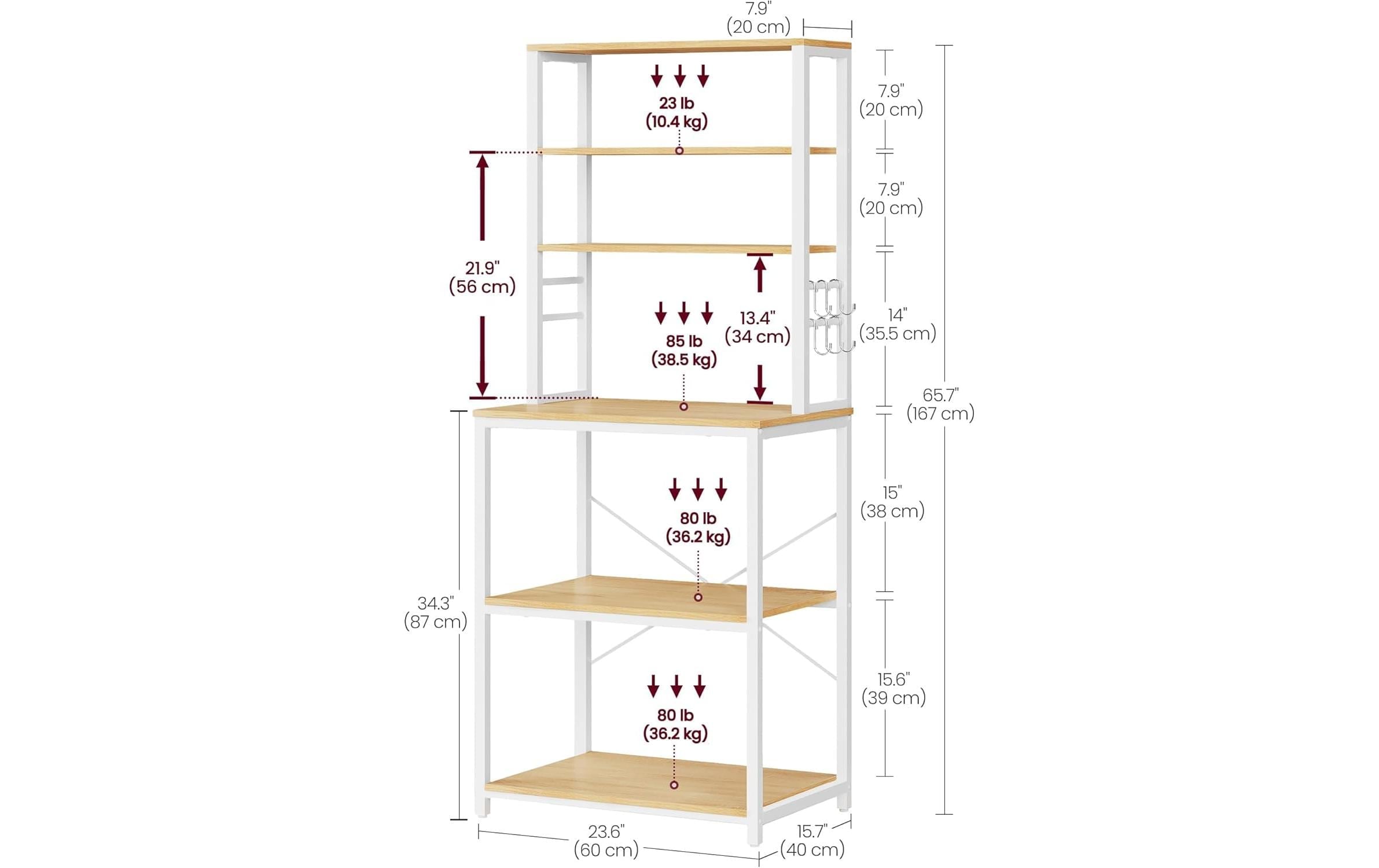 VASAGLE Étagère de cuisine »mit 6 Haken«