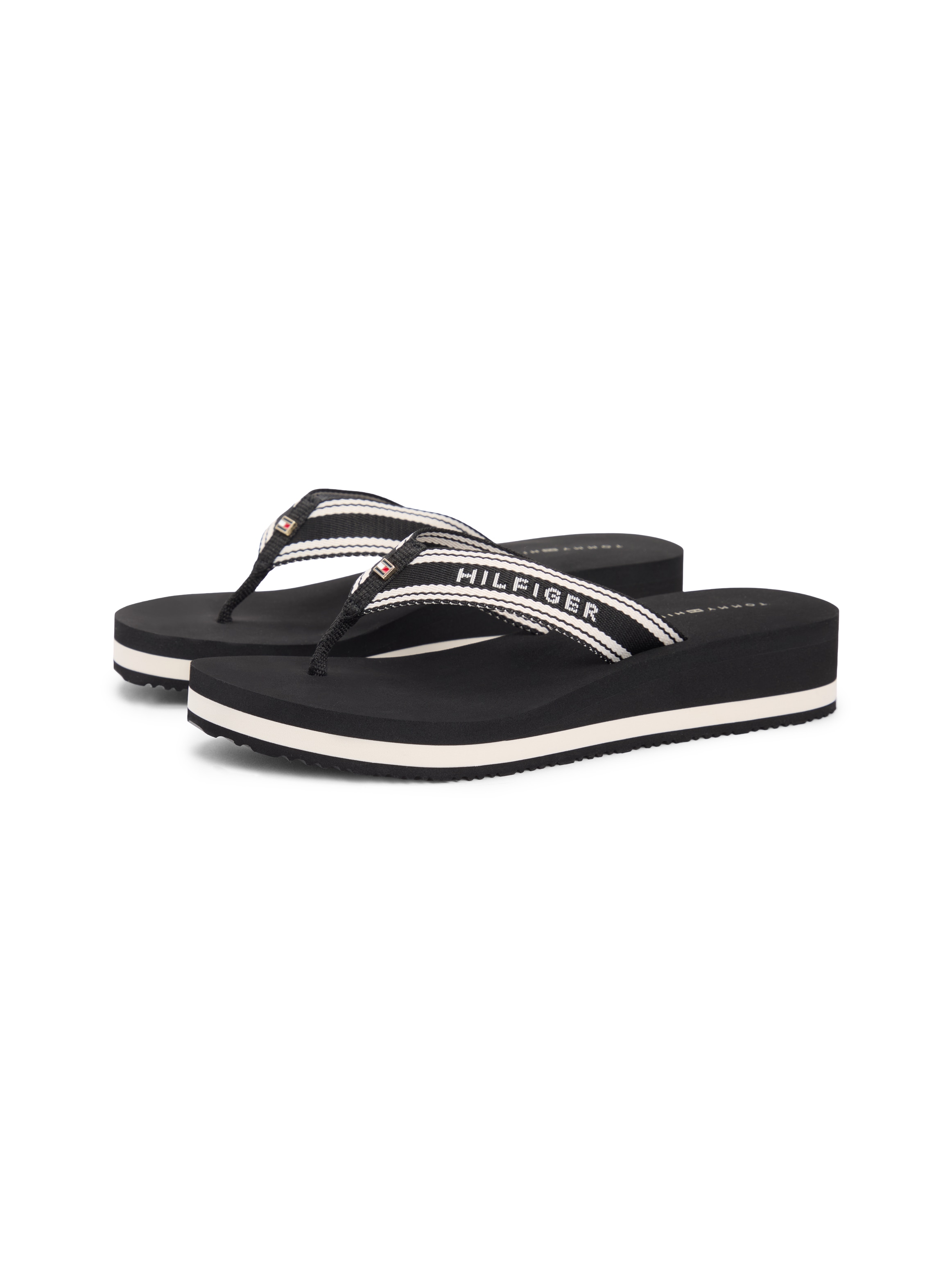 Image of Tommy Hilfiger Zehentrenner "TH FLAG PRINT SUMMER SANDAL" Keilabsatz, Plateau, Sommerschuh, Dianette mit gestreifter Bandage