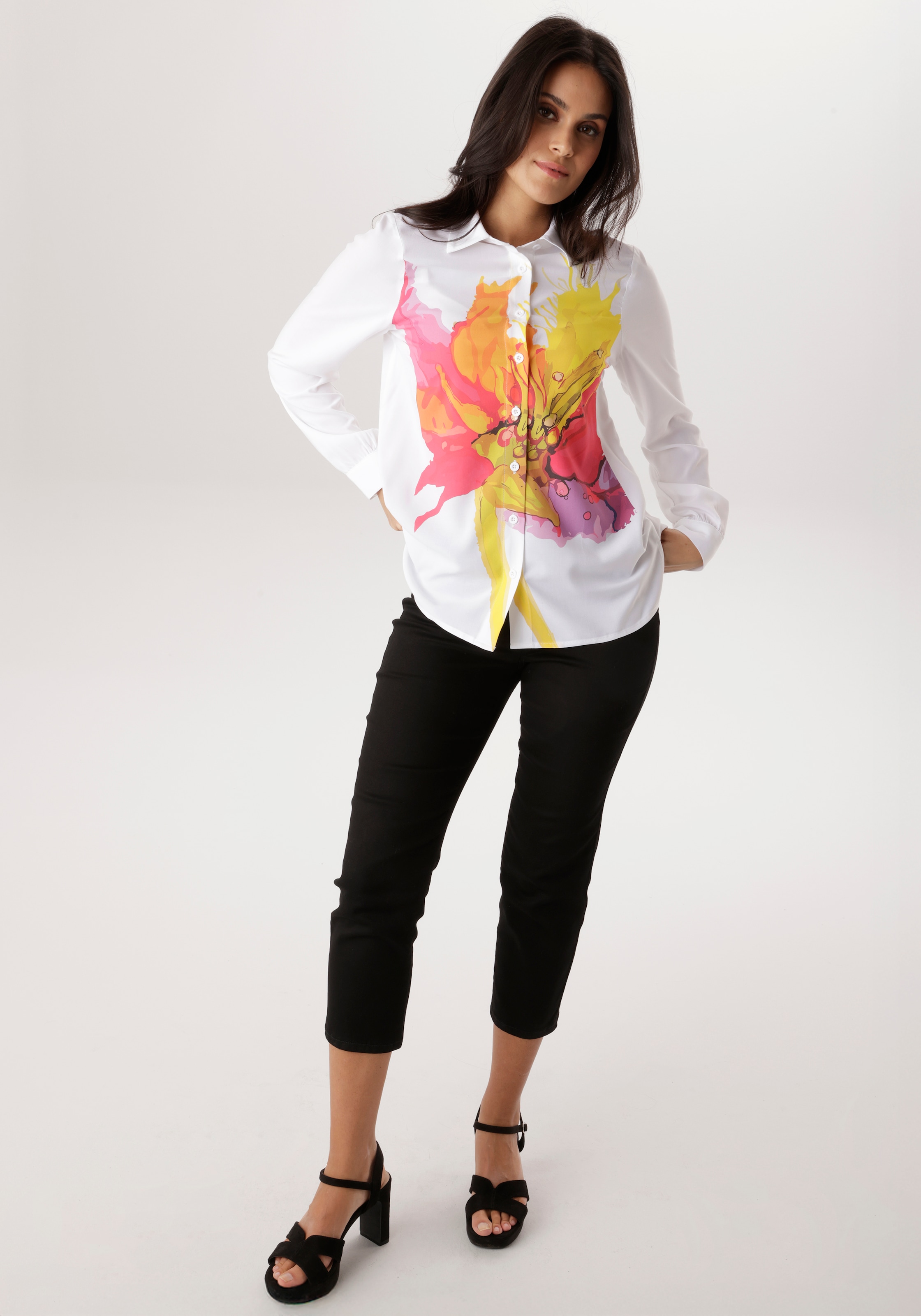 Image of Aniston SELECTED Hemdbluse mit auffälligen, künstlerischen Print - NEUE KOLLEKTION