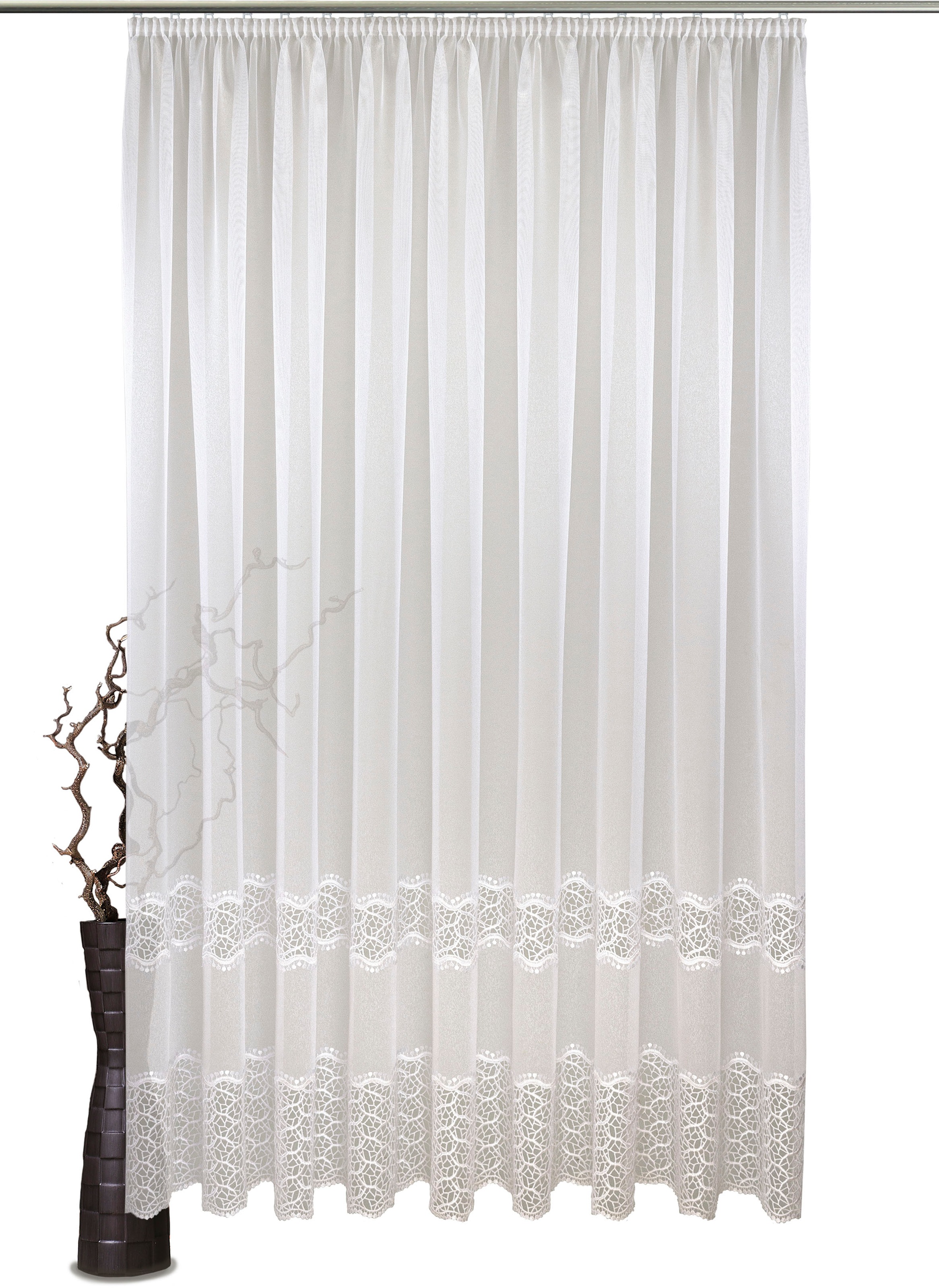 Image of VHG Gardine nach Mass »Adeline«, (1 St.), Stickerei, 2 Kanten,Blüten bei Ackermann Versand Schweiz