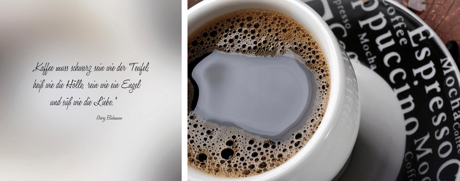 Image of queence Leinwandbild "schwarzer Kaffee" Premium-Leinwandstoff, Handarbeit aus Deutschland, Zitat, 2er Set