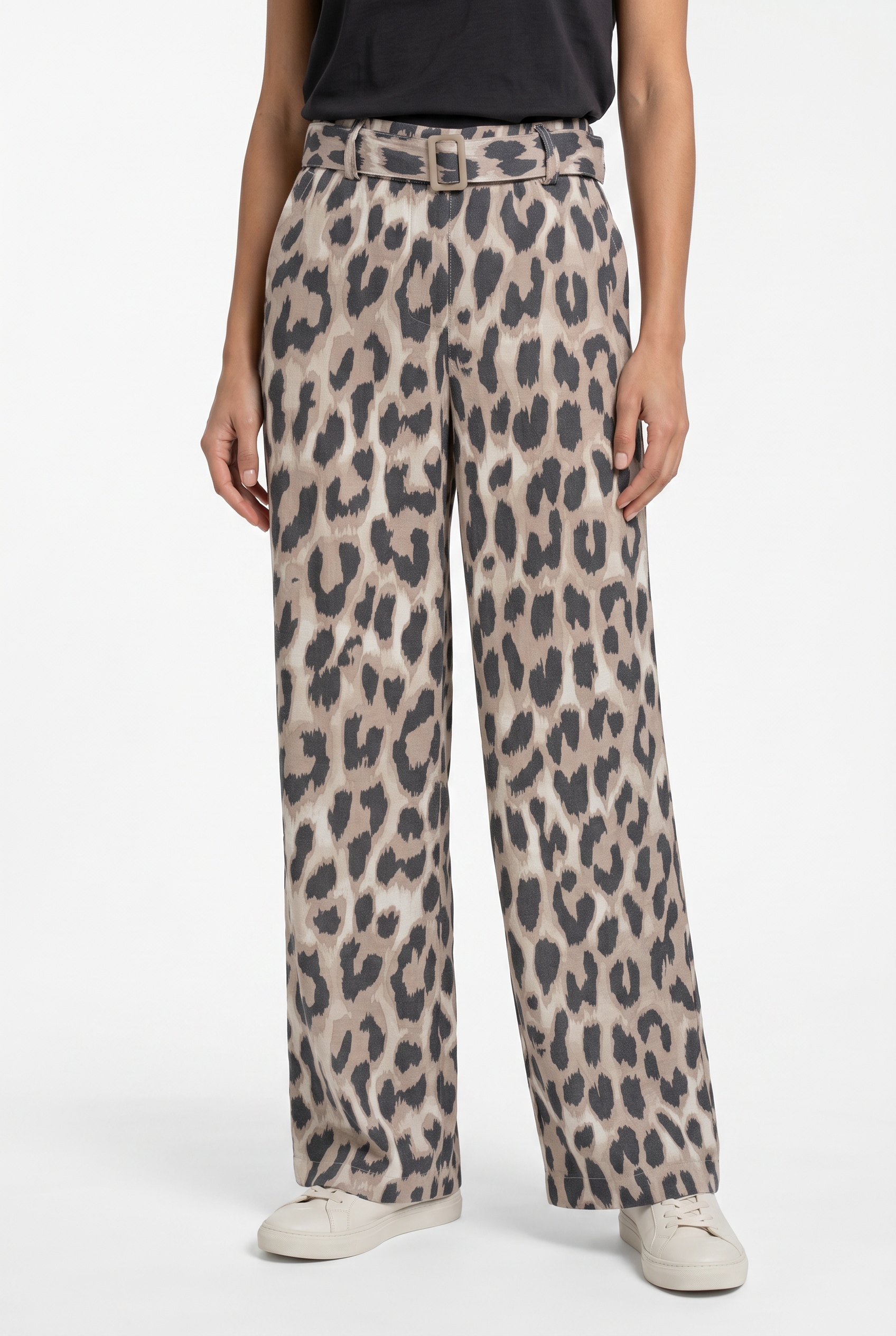 Image of STREET ONE Stoffhose mit Gürtel und Leo-Print