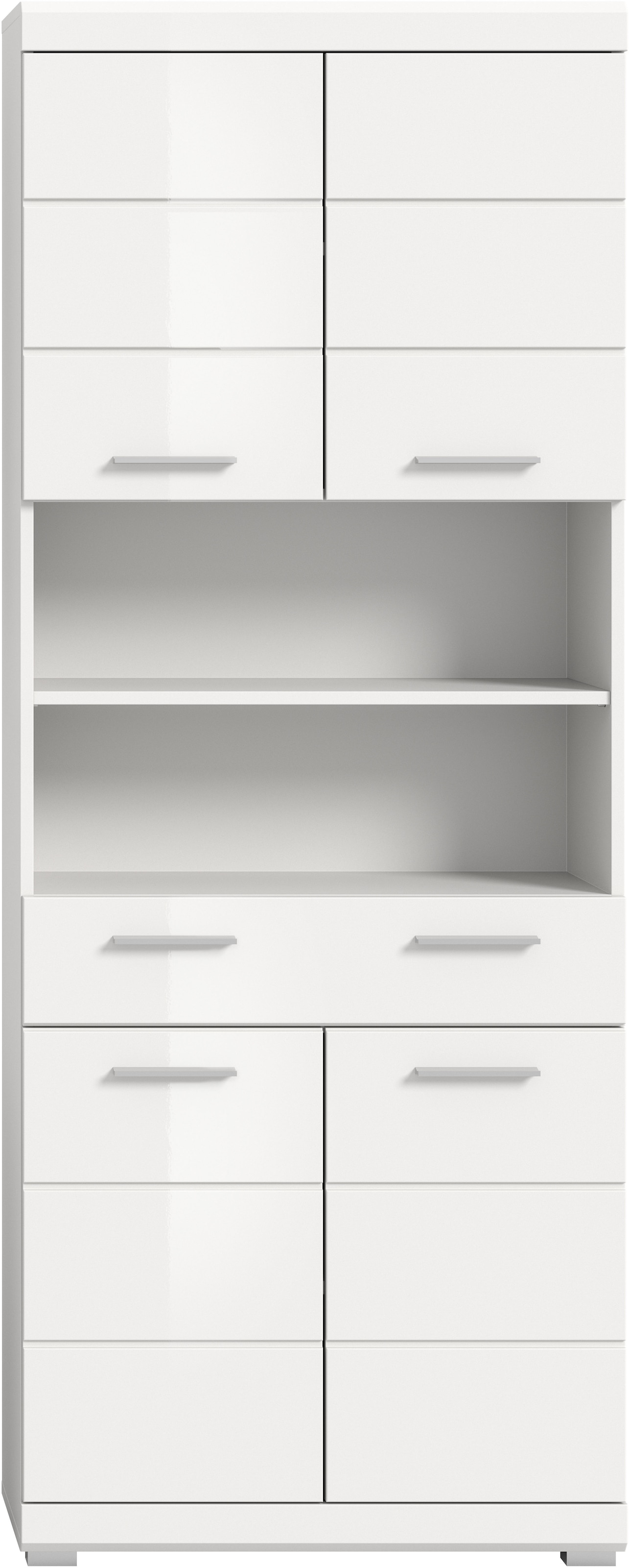 welltime Hochschrank »SIENA, Breite 74cm, 4 Türen, 1 Schubkasten, 2 offene Fächer, MDF-Front« TOPSELLER!,  in verschiedenen Farben erhältlich, Badmöbel, Badschrank, Schrank, Bad