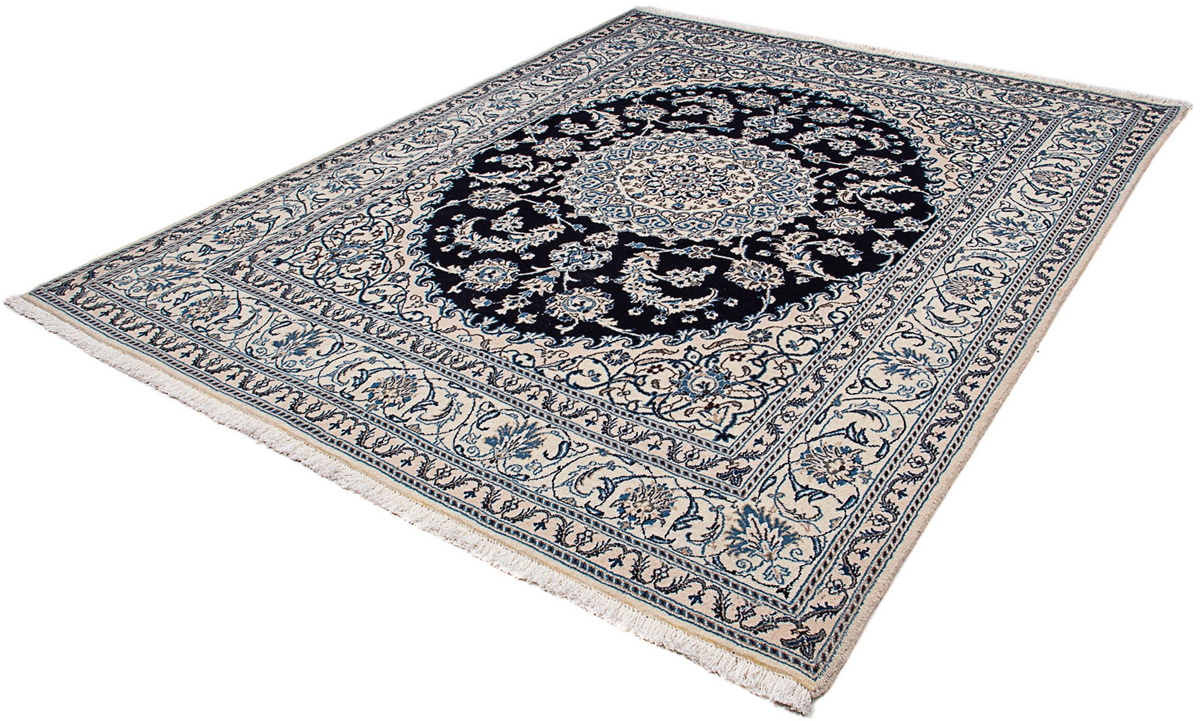 Image of morgenland Orientteppich »Perser - Nain - 250 x 194 cm - dunkelblau«, rechteckig, 10 mm Höhe, Wohnzimmer, Handgeknüpft, Einzelstück mit Zertifikat bei Ackermann Versand Schweiz