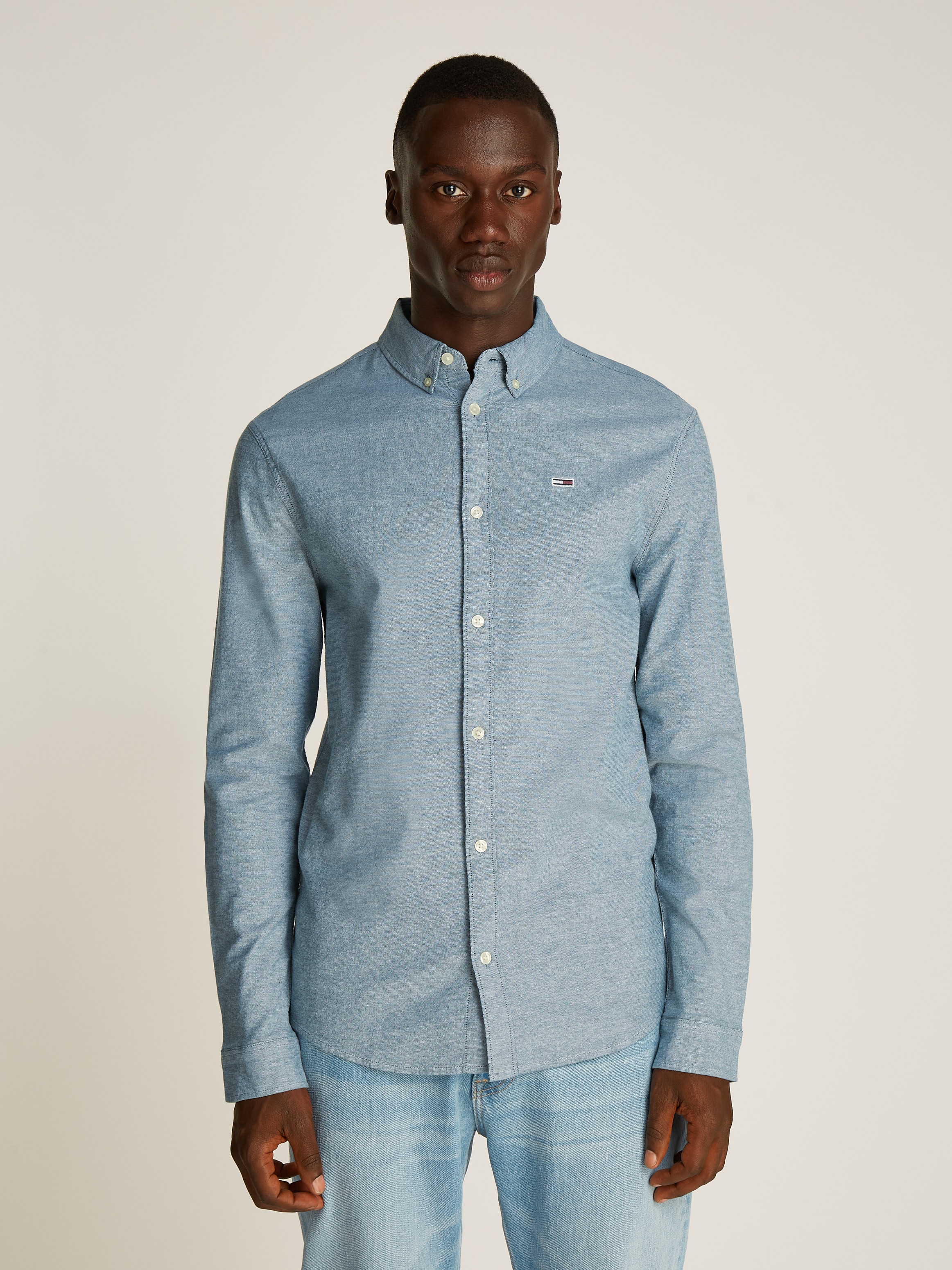 Langarmhemd »TJM Slim Stretch Oxford Shirt«, mit Flaglabel auf der Brust