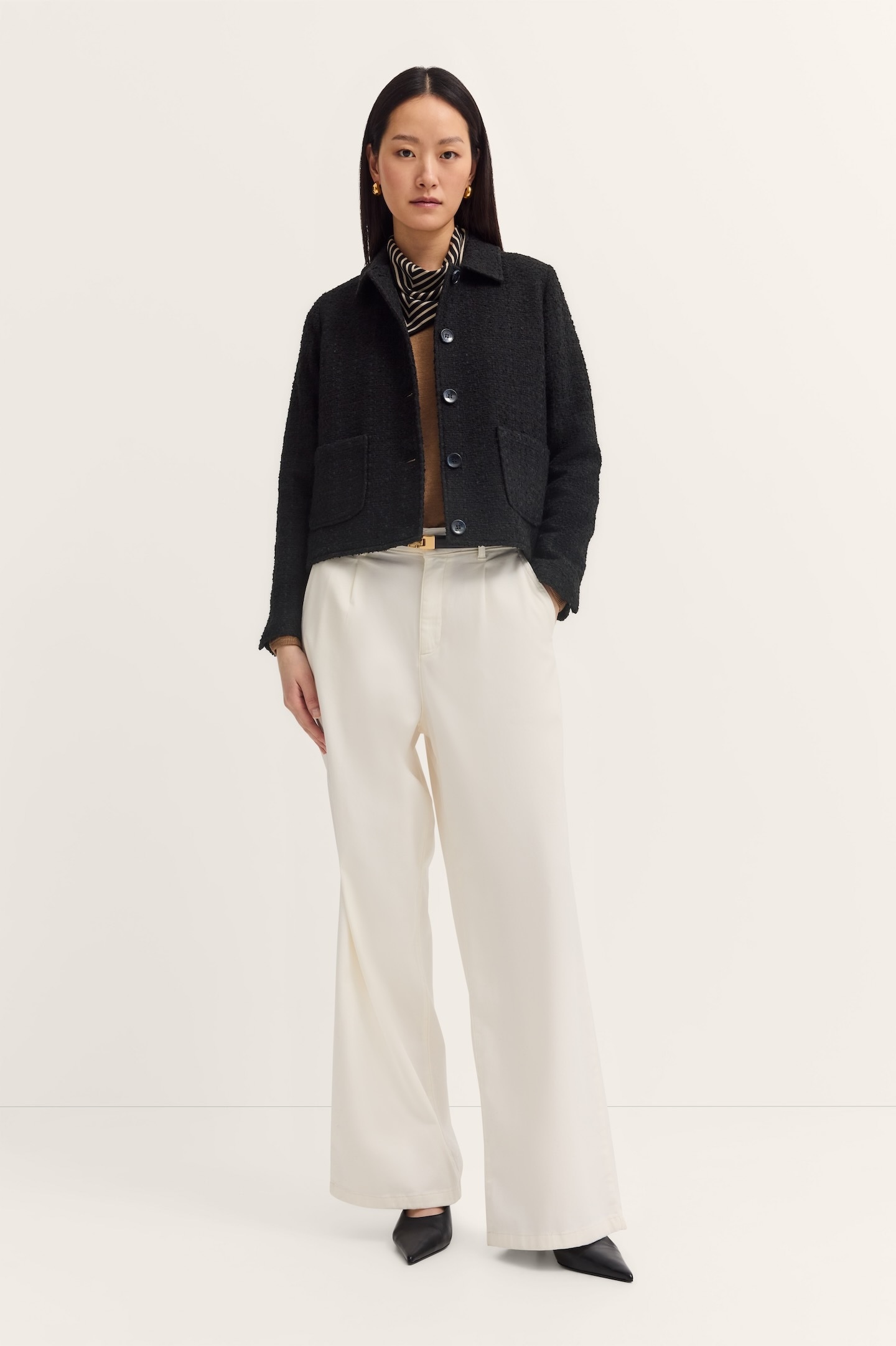 bugatti Hemdjacke »Bouclé« mit Knopfleiste und aufgesetzten Taschen