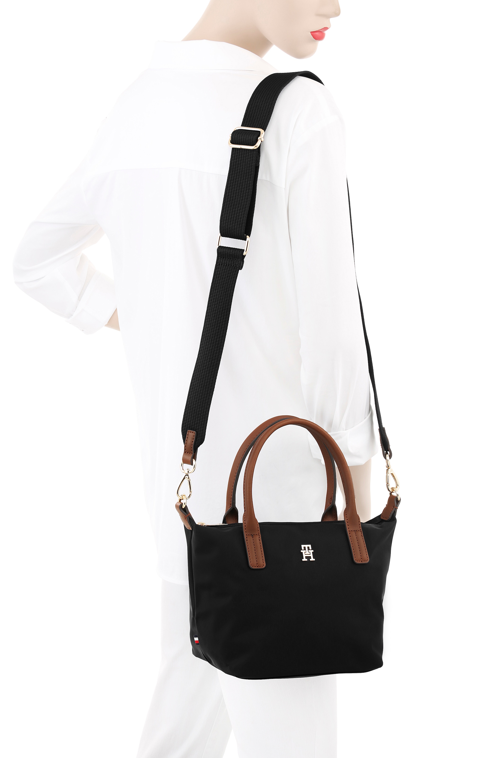 Tommy Hilfiger Tragetasche »POPETTE MINI TOTE« Damen Umhängetasche, Minibag mit abnehmbarem Umhängeriemen