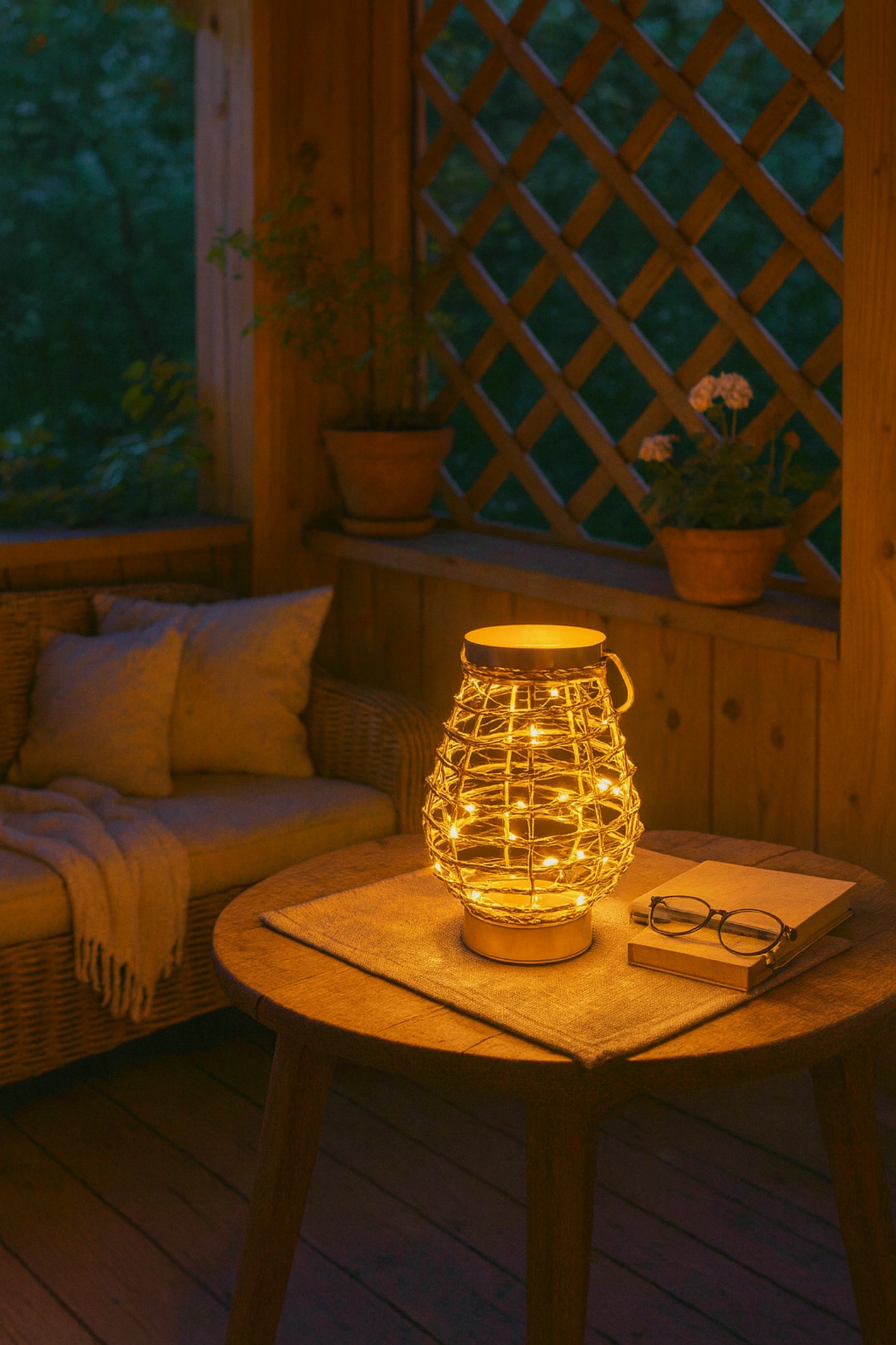 I.GE.A. Photophore »LED-Laterne aus Metall Kordel« Windlicht Kerzenlaterne Gold Tischdeko Lichterkette