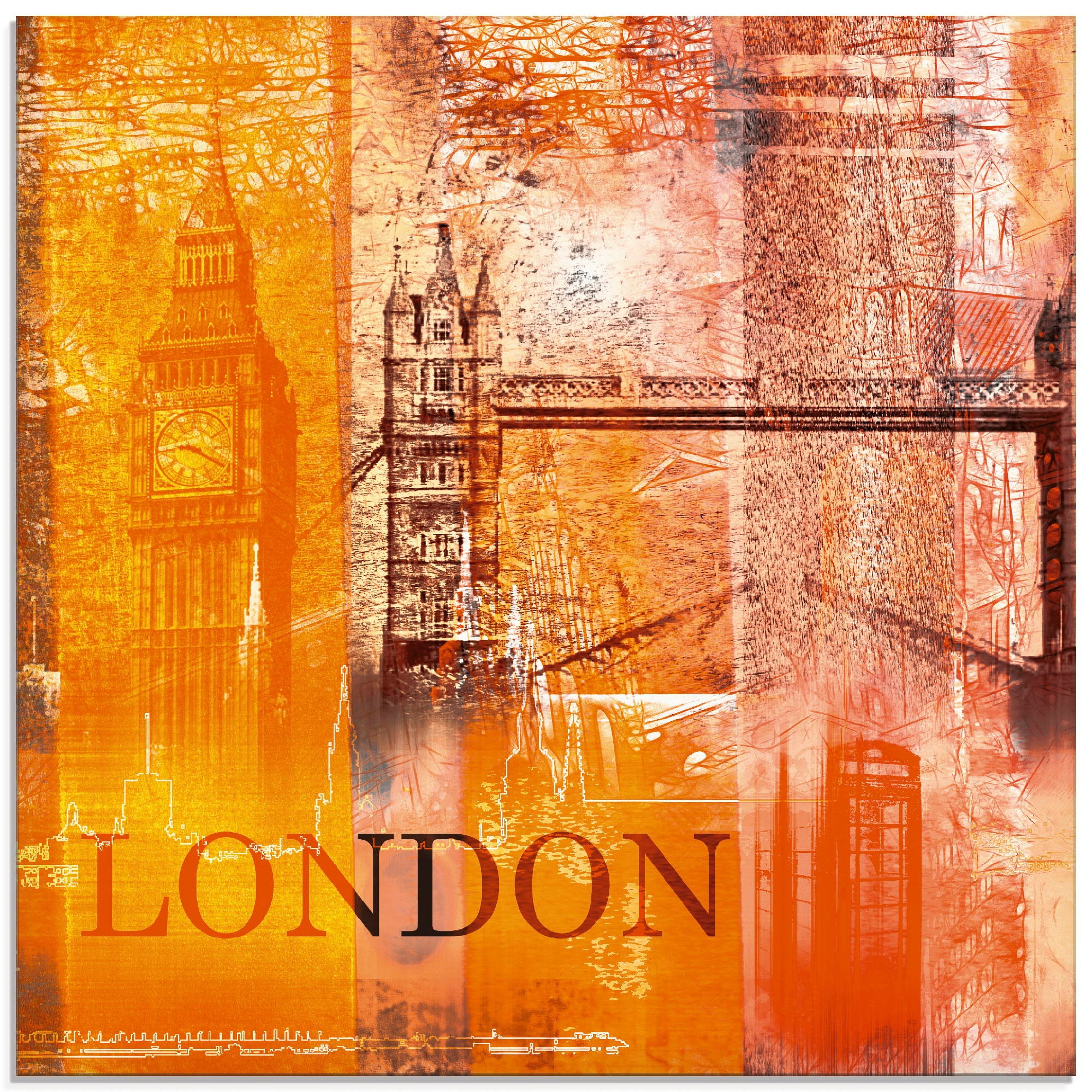 Image of Artland Glasbild »London Skyline abstrakte Collage«, Architektonische Elemente, (1 St.) bei Ackermann Versand Schweiz