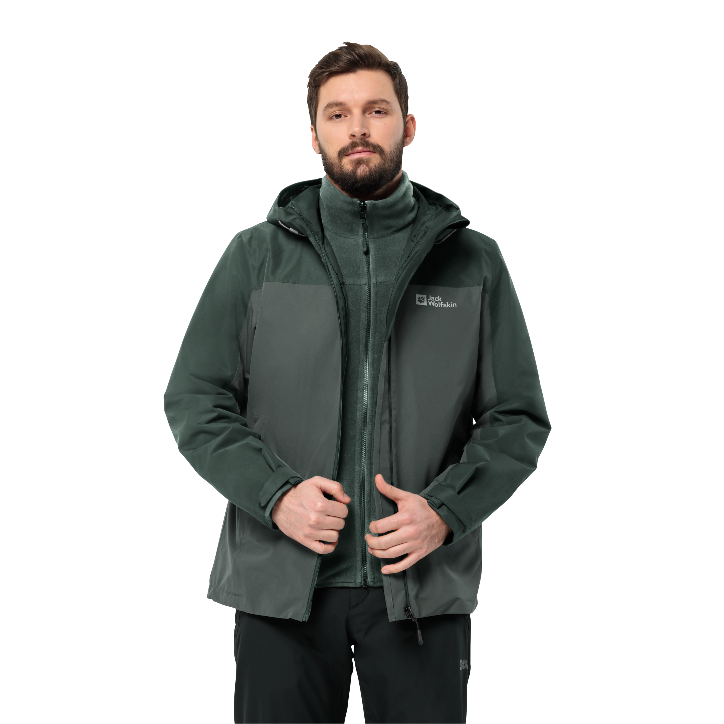 Jack Wolfskin 3-in-1-Funktionsjacke »TAUBENBERG 3IN1 JKT M«, mit Kapuze, mit wasserabweisenden Reissverschlüssen, Wasserdicht, Atmungsaktiv