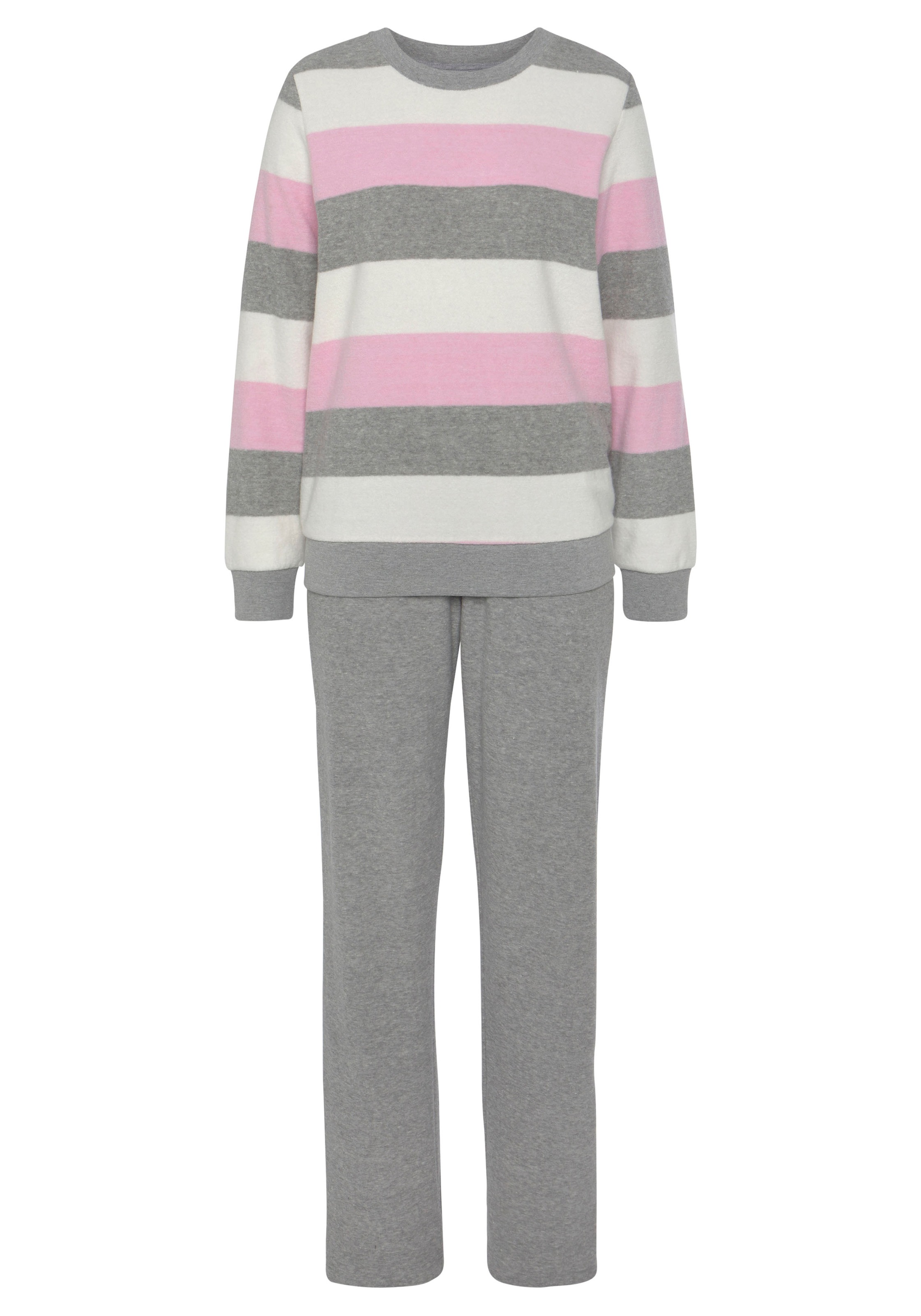 Vivance Dreams Pyjama 2-teilig, 2 tlg. aus weichem Frottée und mit Colorblock Streifen