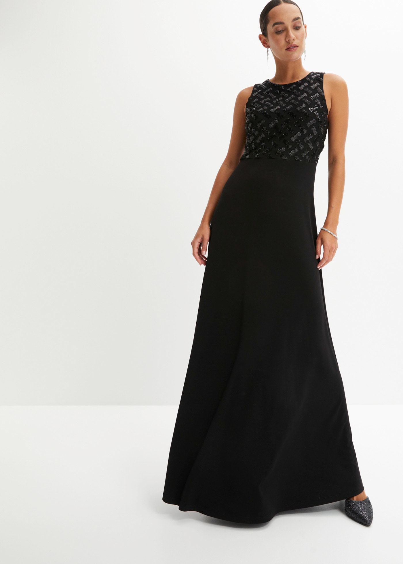 Image of bonprix Maxikleid Oberteil mit Paillettenstickerei, elegant, ärmellos