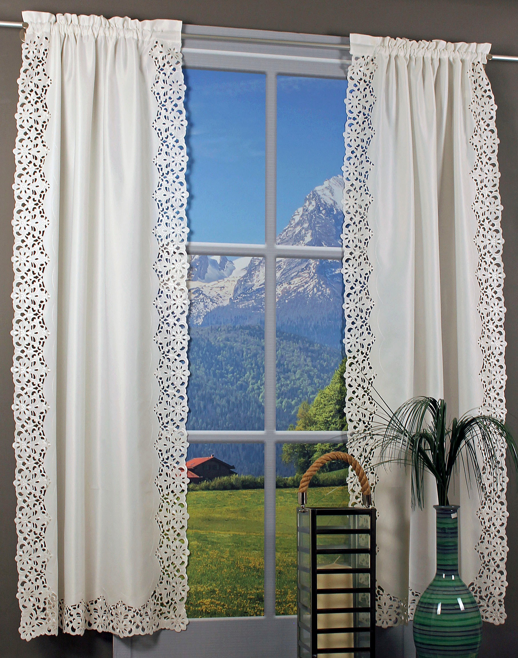 HOSSNER - ART OF HOME DECO Gardine »Riessersee«, (1 St.), mit Ausbrenner-Stickerei