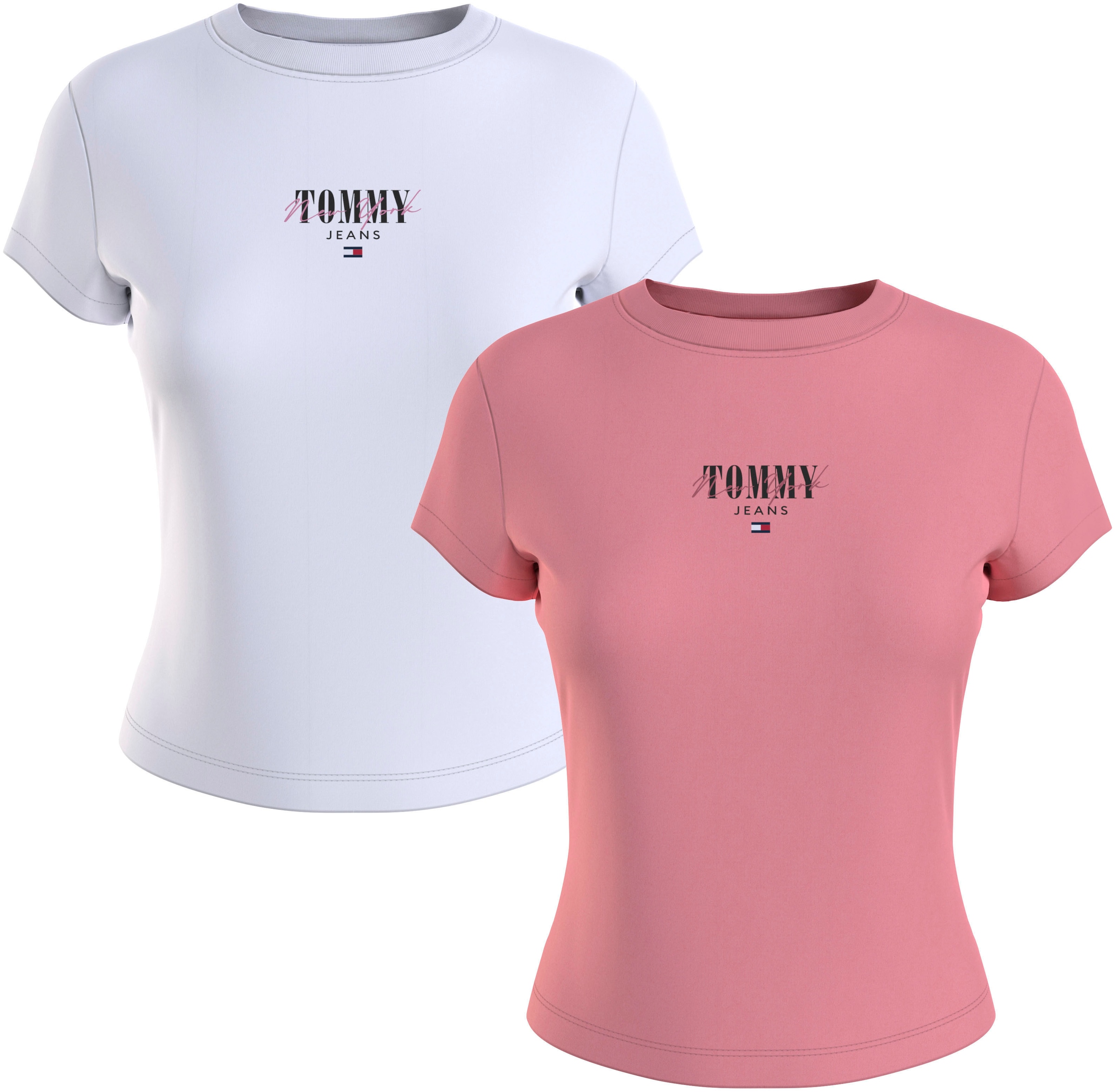 Tommy Jeans T-Shirt »TJW 2 PACK SLIM ESSENTIAL LOGO 1«, mit Tommy Jeans Flagge