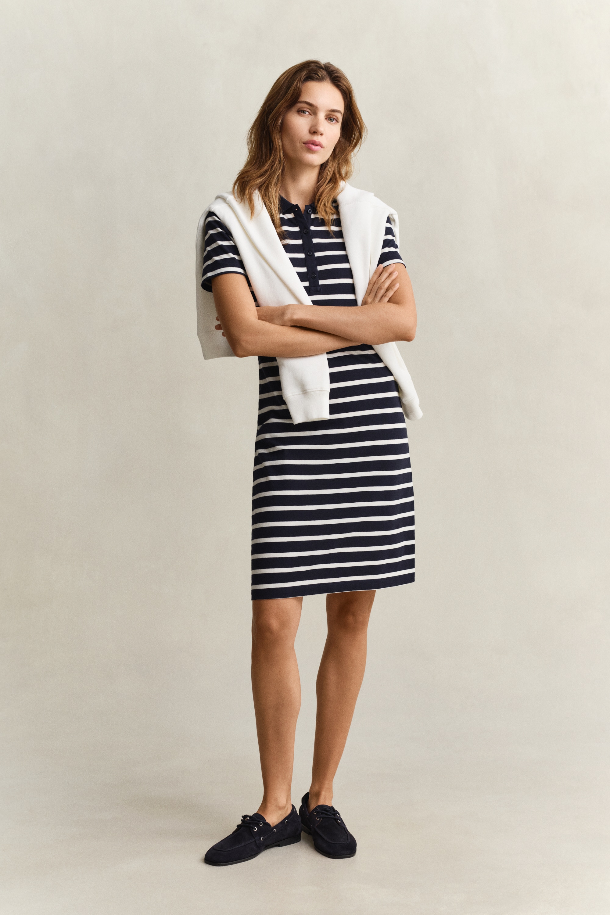 Image of Gant Polokleid "SLIM STRIPED PIQUE POLO" Ohne Tasche Slim fit mit Polokragen