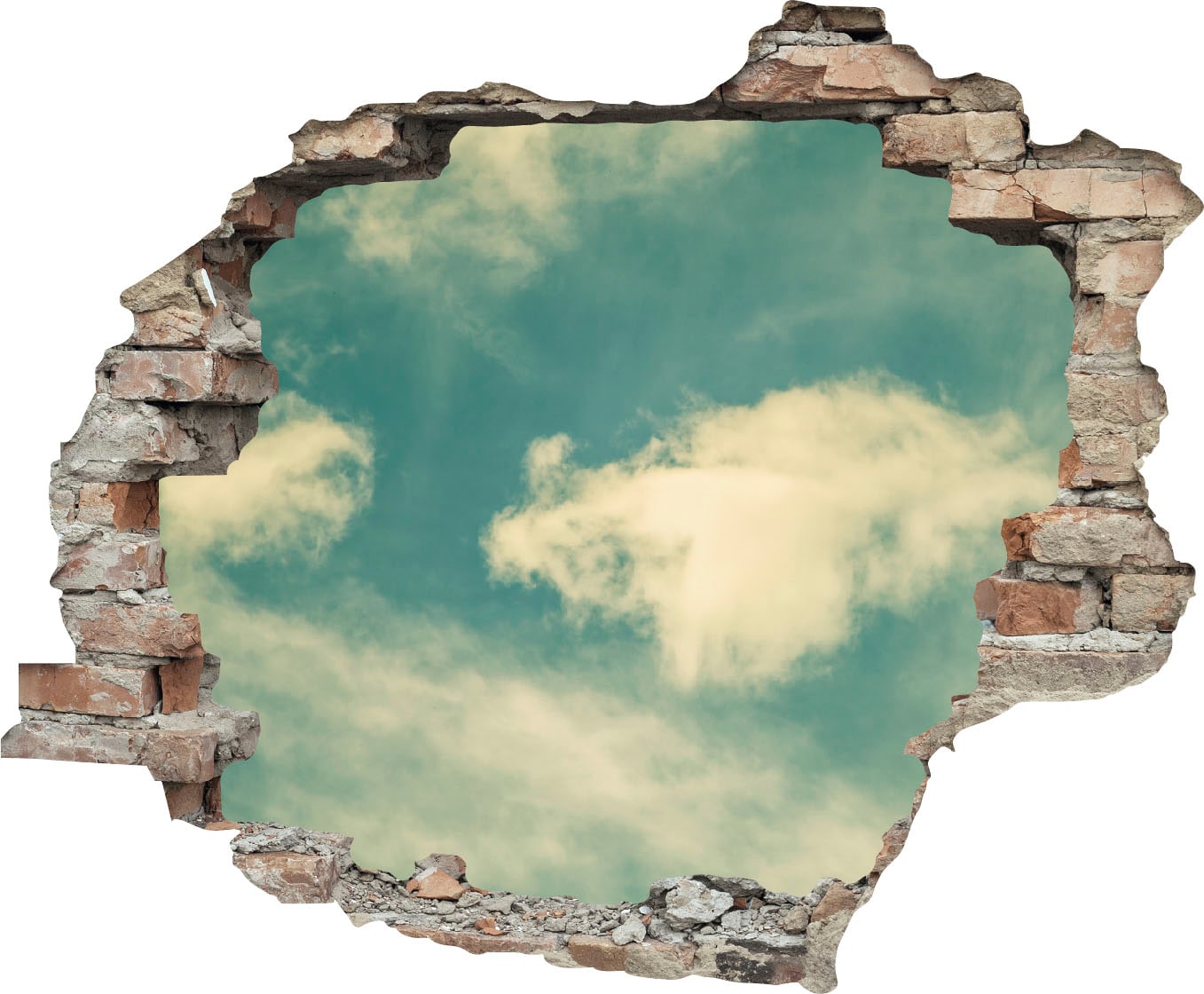Image of queence Wandtattoo "Wolken" Wandsticker, Wandbild, selbstklebend, 3D, Wanddurchbruch
