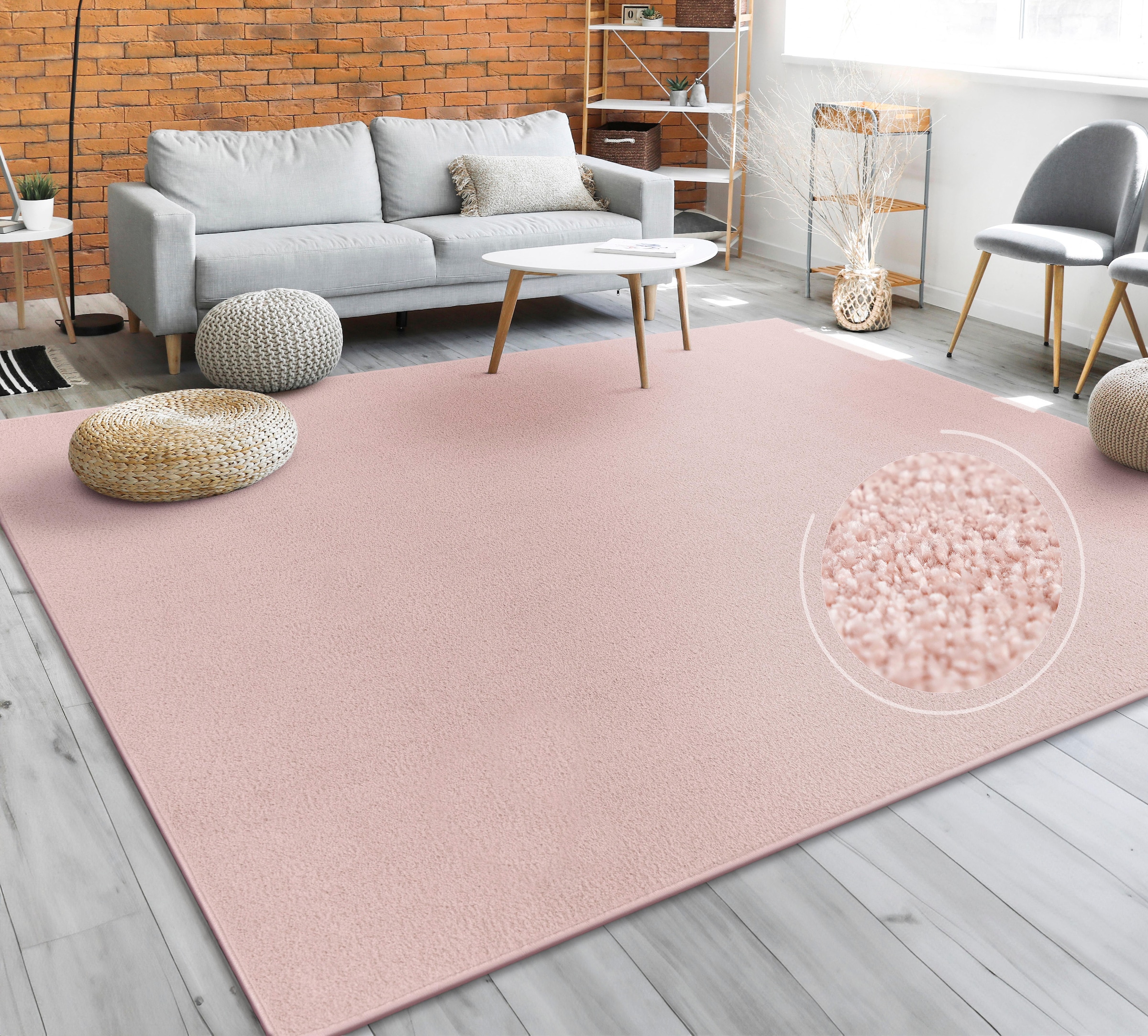 Paco Home Teppich »Porto 890«, rechteckig, Kurzflor, Uni-Farben, ideal im Wohnzimmer & Schlafzimmer