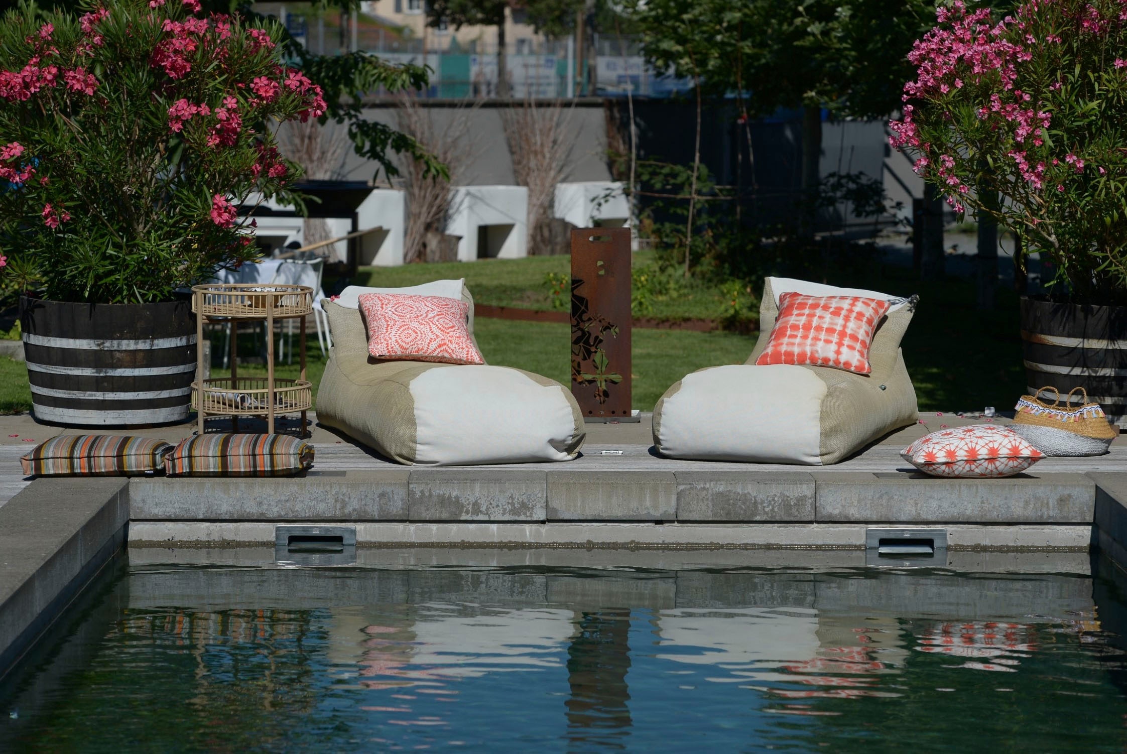 H.O.C.K. Dekokissen »Badu Batik Steel Outdoor« mit Keder, Kissenhülle mit Füllung, 1 Stück