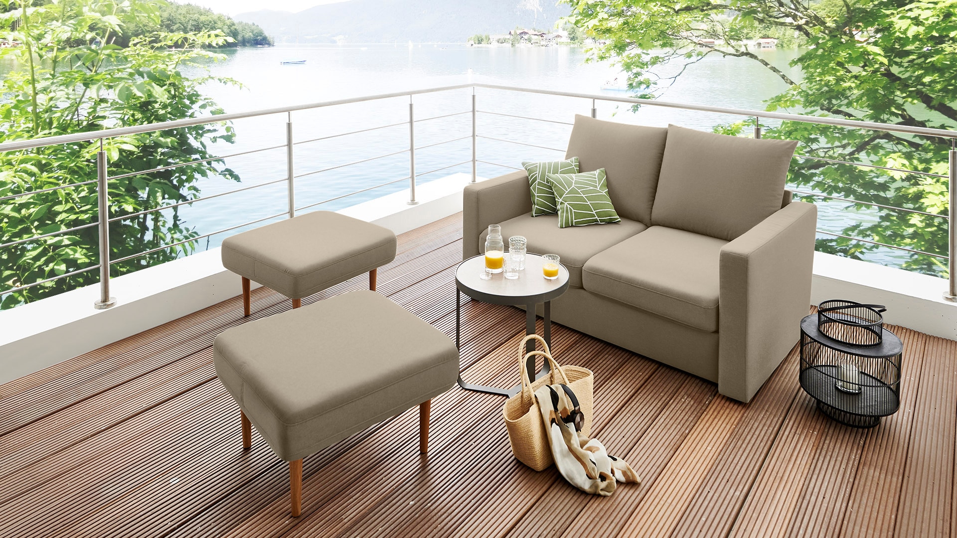 [Mit Bonus] Acheter DOMO collection Sofa »Slunce«, 2-Sitzer mit (3 für 2 Hockern geeignet, St.), Raumwunder, Outdoor maintenant