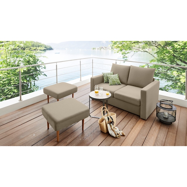 Acheter DOMO collection Sofa »Slunce«, (3 St.), für Outdoor geeignet,  Raumwunder, 2-Sitzer mit 2 Hockern maintenant