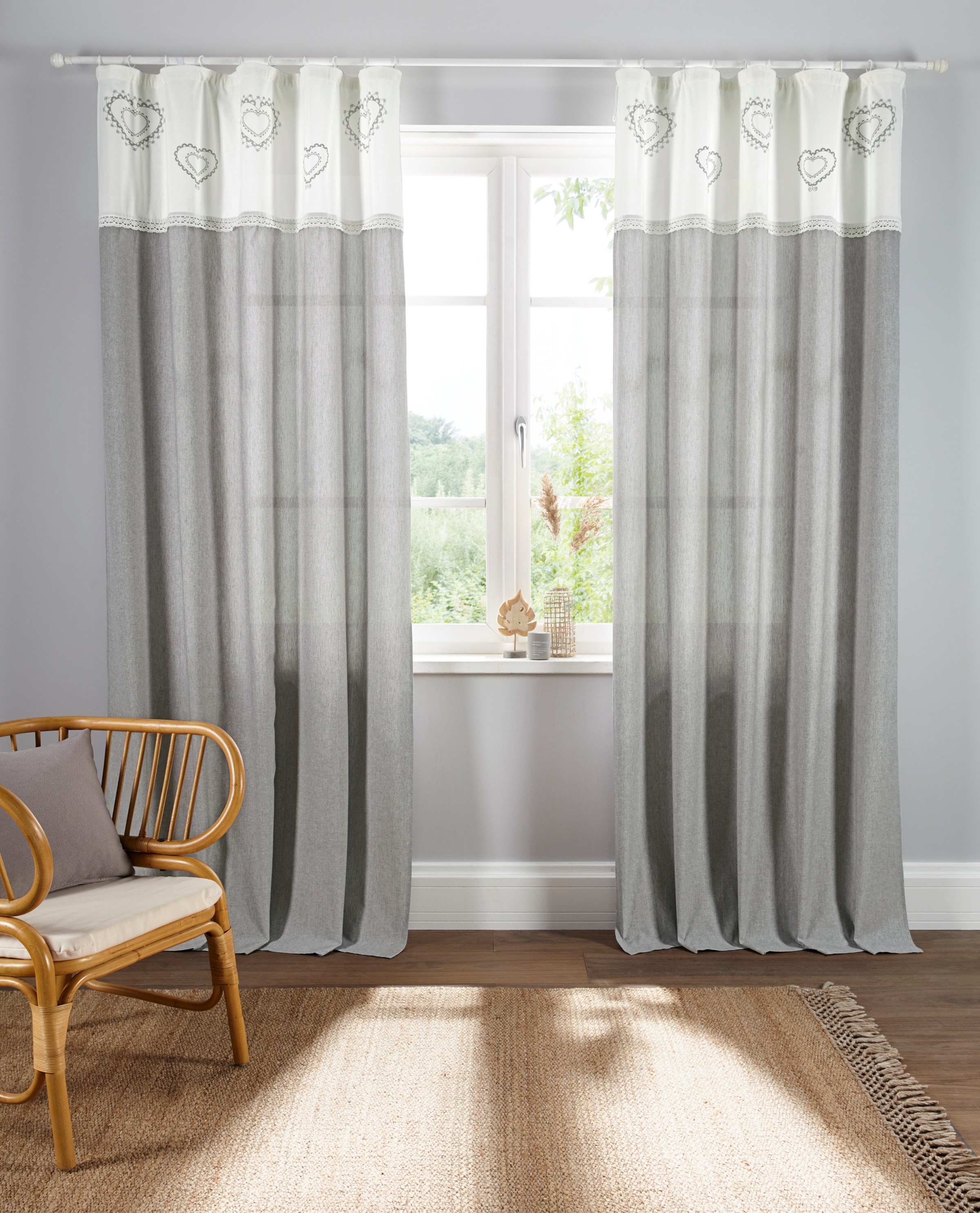 Image of GOODproduct Gardine "Louis" Kräuselband 1 Stk. tlg. halbtransparent, aus Bio-Baumwolle, einseitig bedruckt