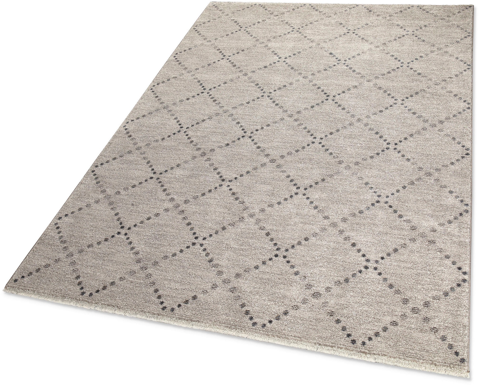 GOODproduct Teppich »Thoren« rechteckig 12 mm Höhe weicher Kurzflor, Rautenmuster mit Fransen, Wohnzimmer, Schlafzimmer