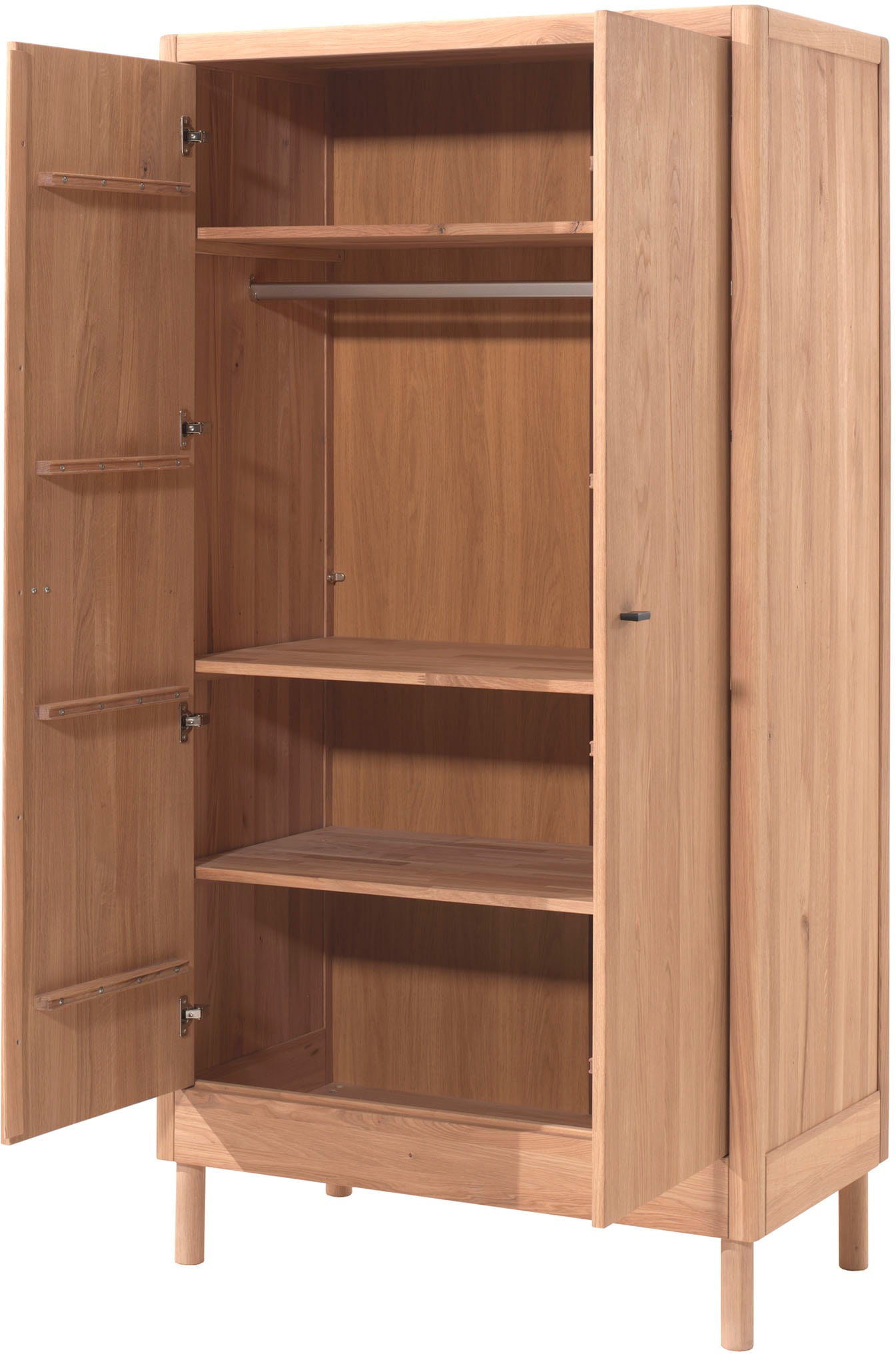Vipack Kleiderschrank »Forrest mit 2 Drehtüren (Soft-Close), Made in Europe, zeitloses Design« B/H/T ca: 100x190x55 cm, Eiche massiv natur geölt,  praktische Facheinteilung, viel Stauraum, hochwertige Verarbeitung