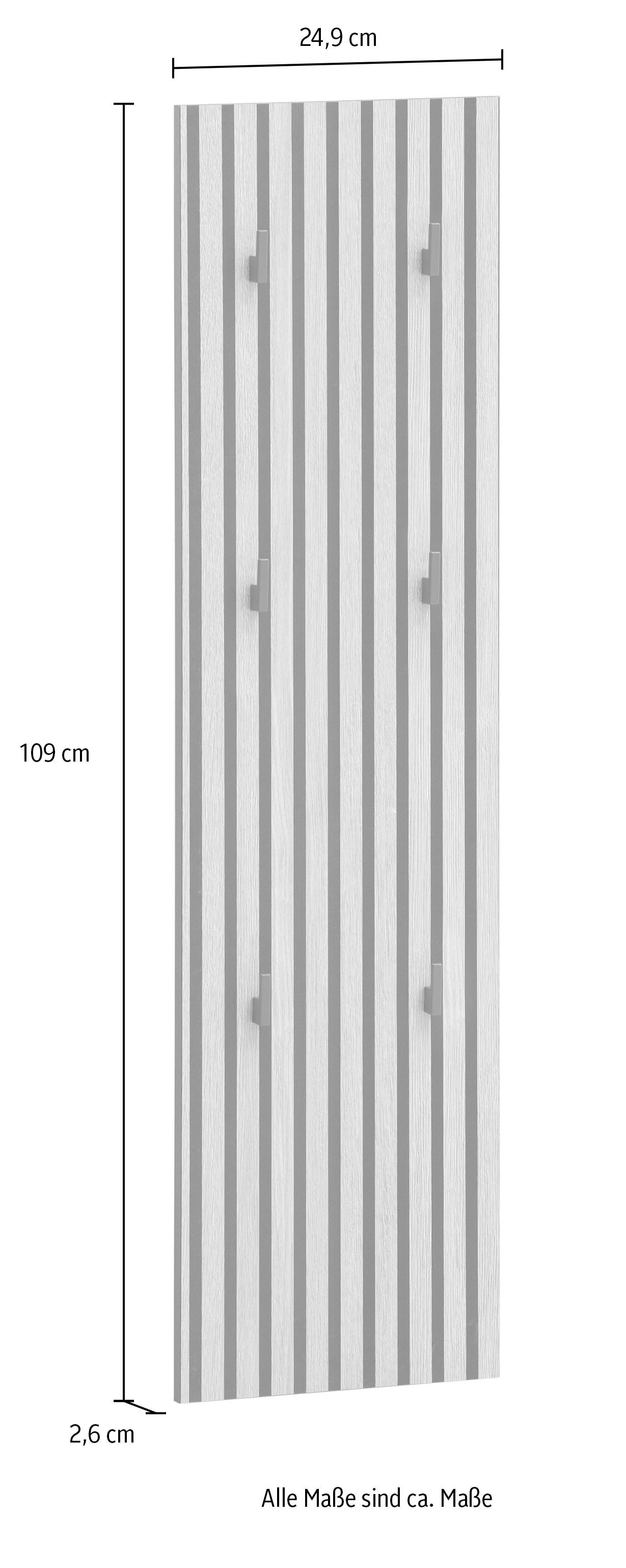 Home affaire Garderobenpaneel »Katta, Breite 24 cm« Akustikplattenoptik, Kleiderhaken aus Metall