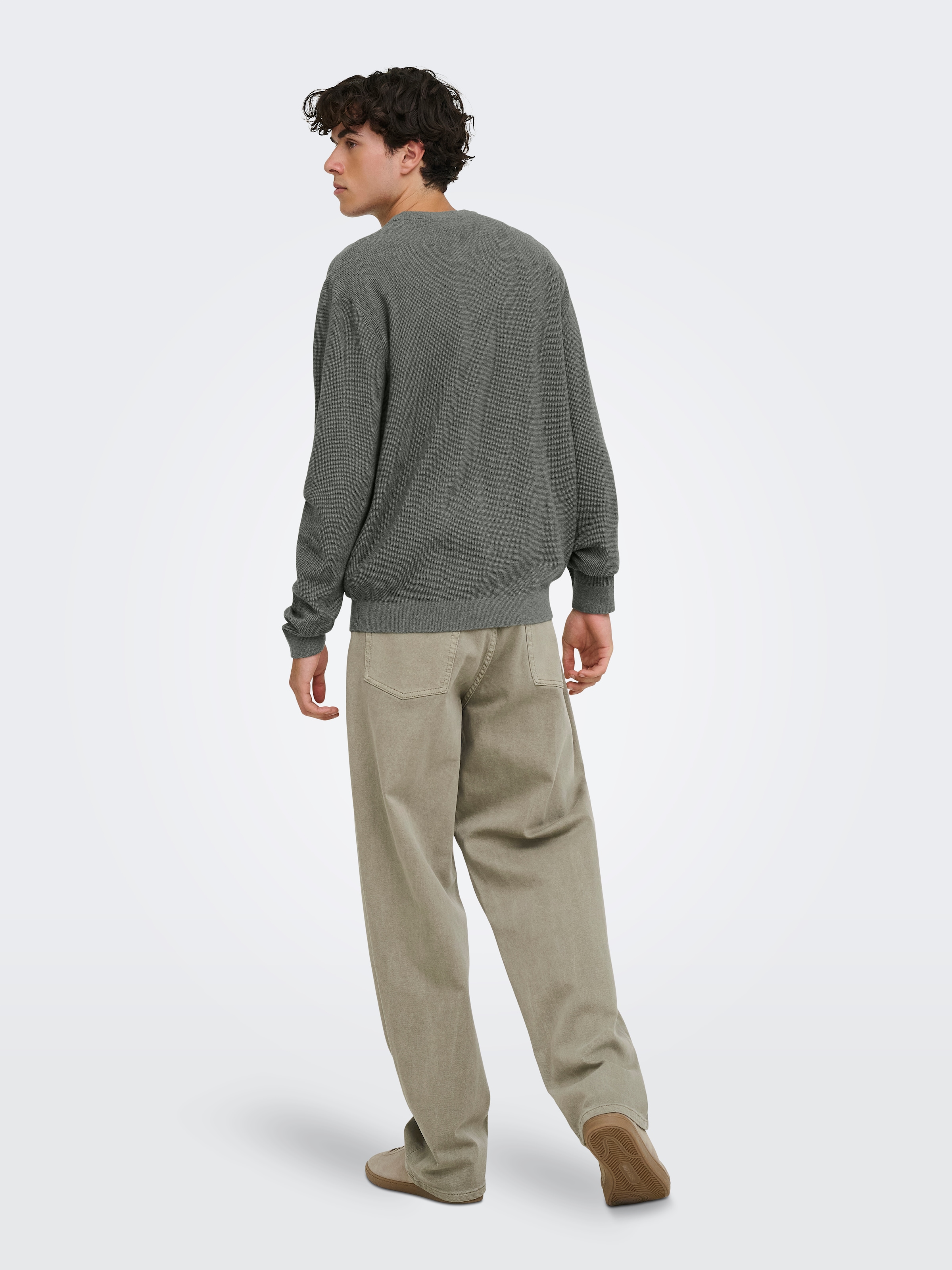 ONLY & SONS Strickpullover »ONSJOEY RLX MELANGE LS WAFFLE KNIT NOOS« Baumwolle, relaxed fit