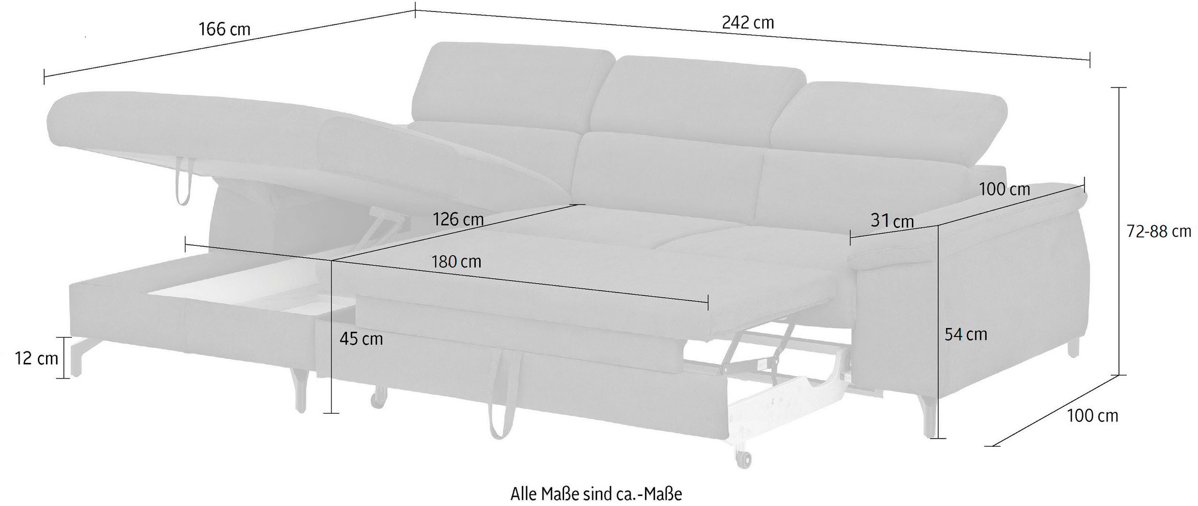 COTTA Ecksofa »Kitty«, Modern, L-Form, Bodenfreiheit 12,5 cm