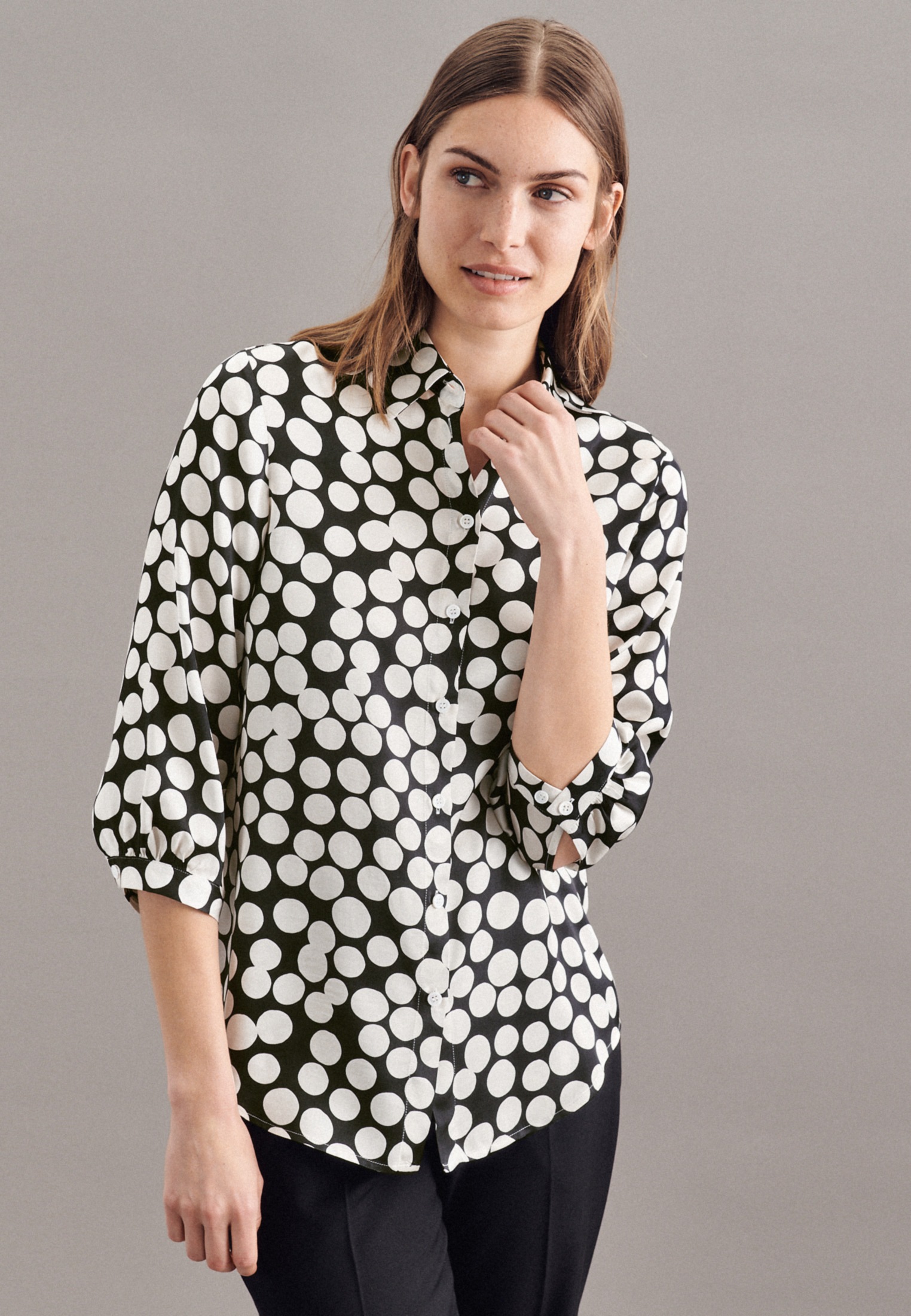 Image of seidensticker Hemdbluse »Schwarze Rose«, 3/4-Arm Kragen Punkte bei Ackermann Versand Schweiz