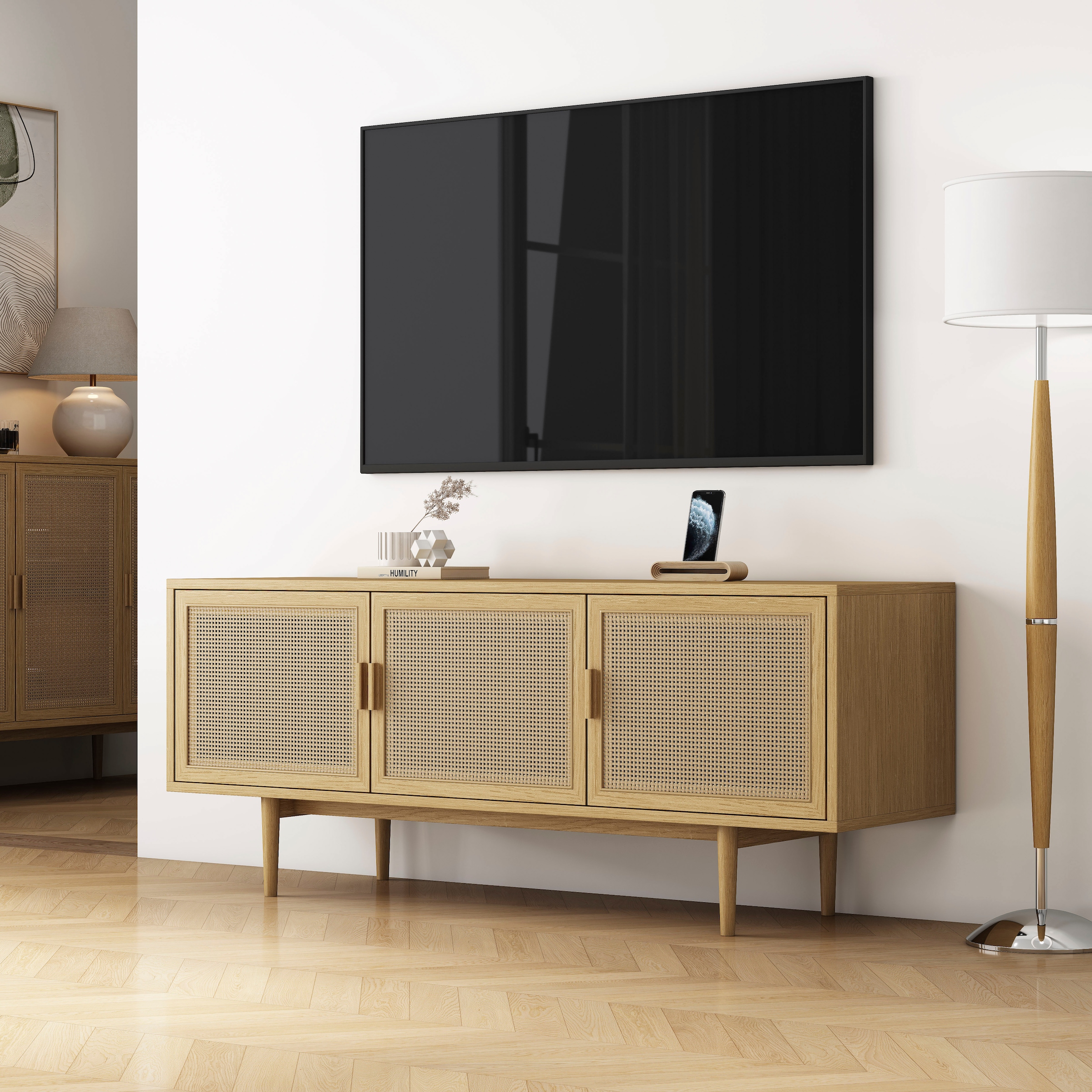 GOODproduct TV-Schrank »Lorelia« in moderner Rattan Optik, Lowboard