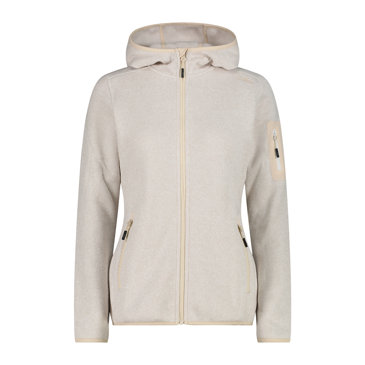 CMP Veste en laine polaire »KNITTED MELANGE HOODY WOMAN HOODY JACKET« mit Kapuze Ünbergangsjacke für Outdoor-Aktivitäten, mit Kapuze, atmungsaktiv