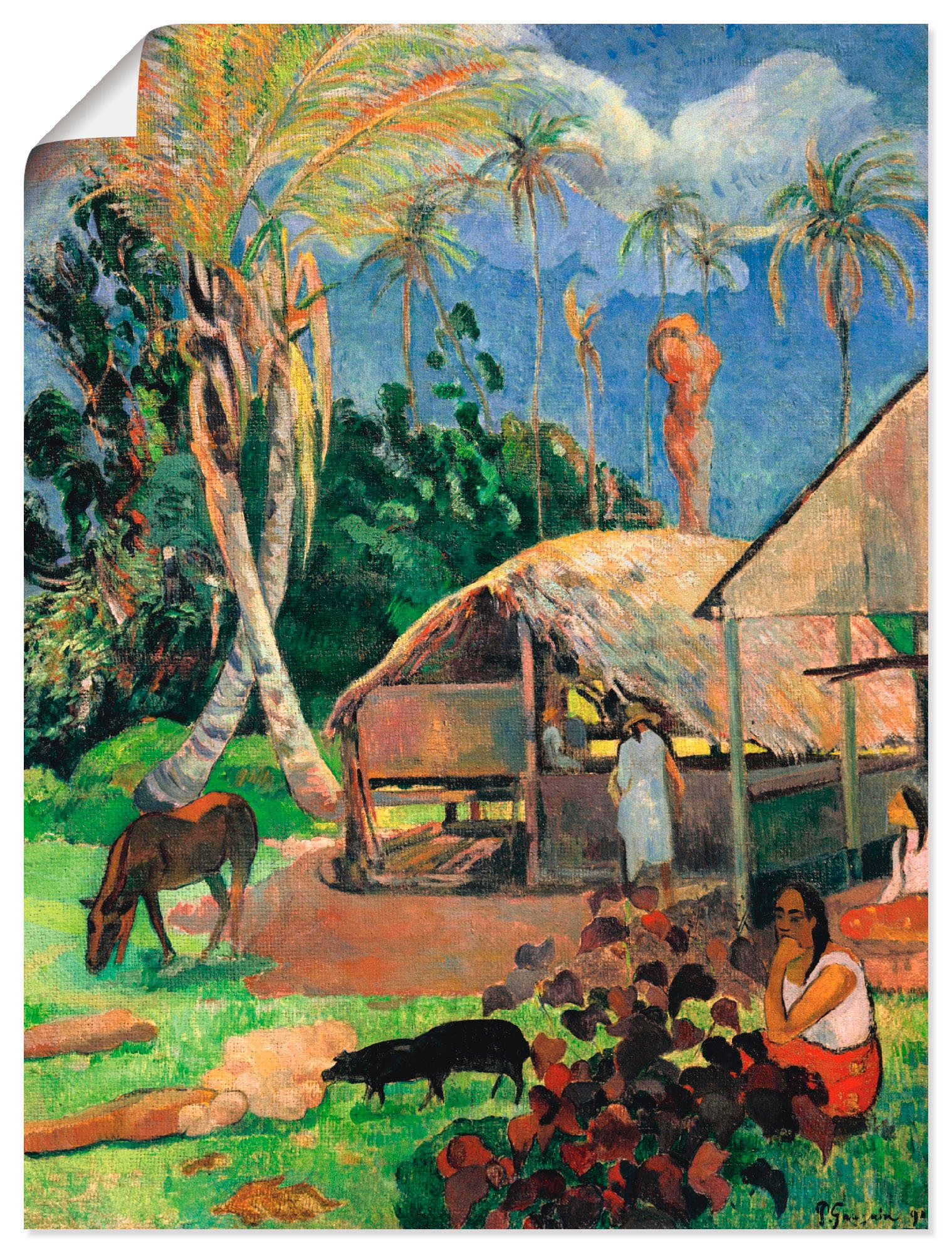 Image of Artland Wandbild »Die schwarzen Schweine 1891«, Garten, (1 St.), in vielen Grössen & Produktarten -Leinwandbild, Poster, Wandaufkleber / Wandtattoo auch für Badezimmer geeignet bei Ackermann Versand Schweiz