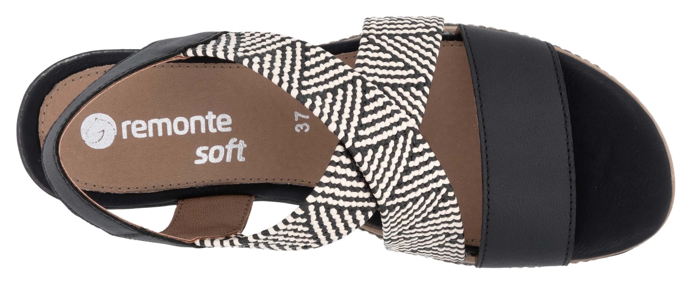 Remonte Sandales compensées  , Riemchensandale, Sommerschuh, Bequemschuh mit Muster