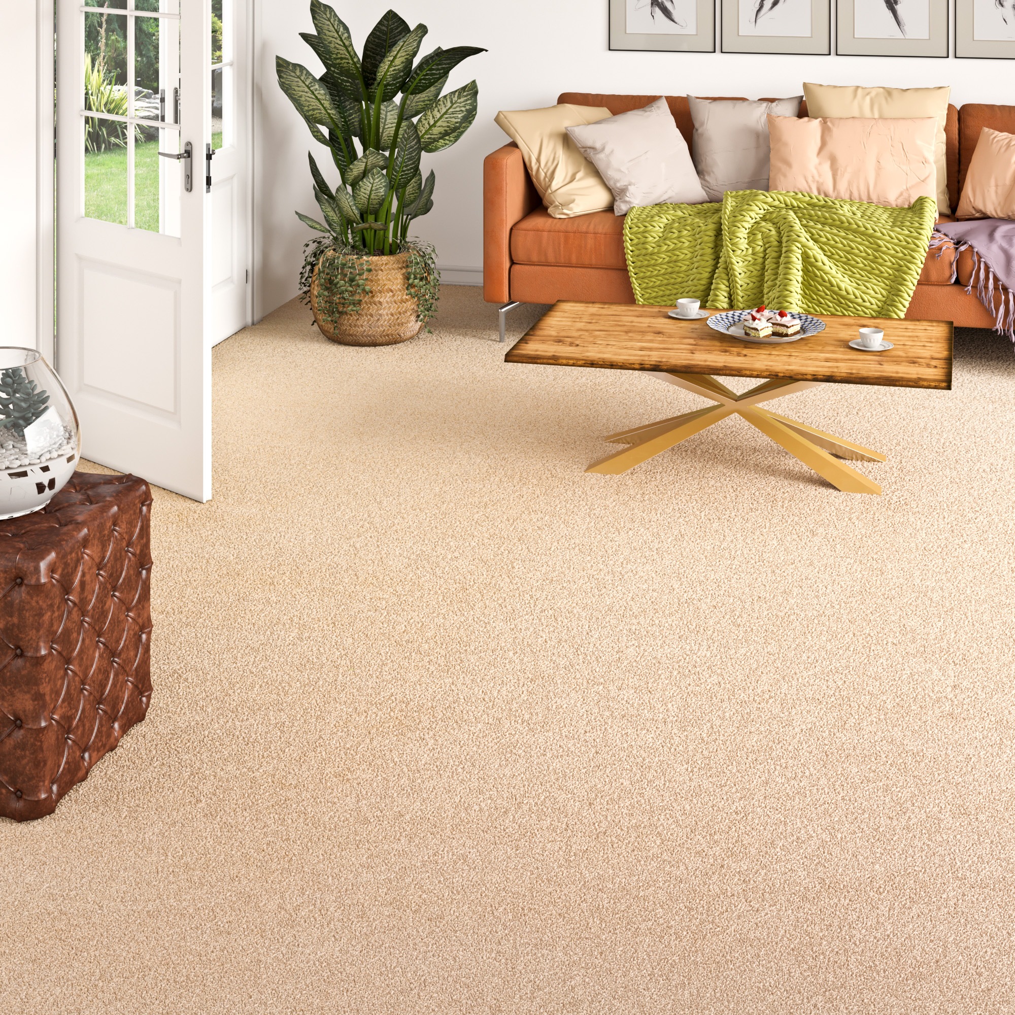 my home Teppichboden »Zephyra, Schlinge, Made in Netherlands«, rechteckig, 8 mm Höhe, Uni Farben, Breite 400 cm, strapazierfähig, Wohnzimmer, Schlafzimmer